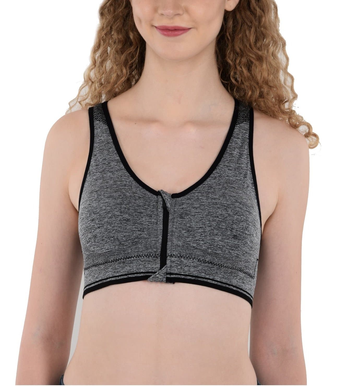 GOLDEN GRIL Golden Girl Front Open Zipper Padded Sports Bra (Airbrapackof02_Black_Free Size)