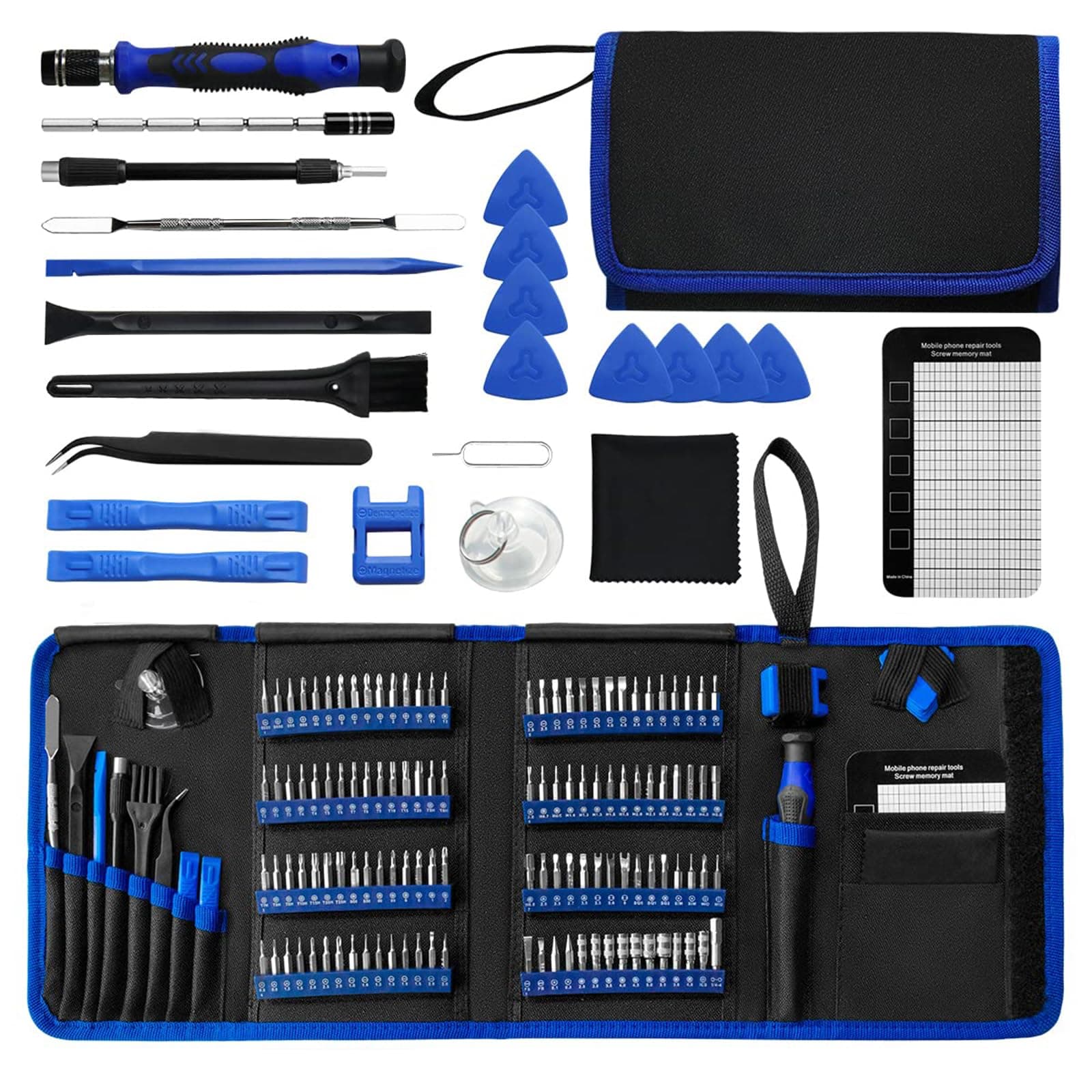 Eugieove Electronics Precision Screwdriver Sets 142-Piece, 120 Bits Magnetic Repair Toolkit Anti Static Wrist Strap Bundle, Portable Tool Kit for Watch Camera Computer Electronic Product.