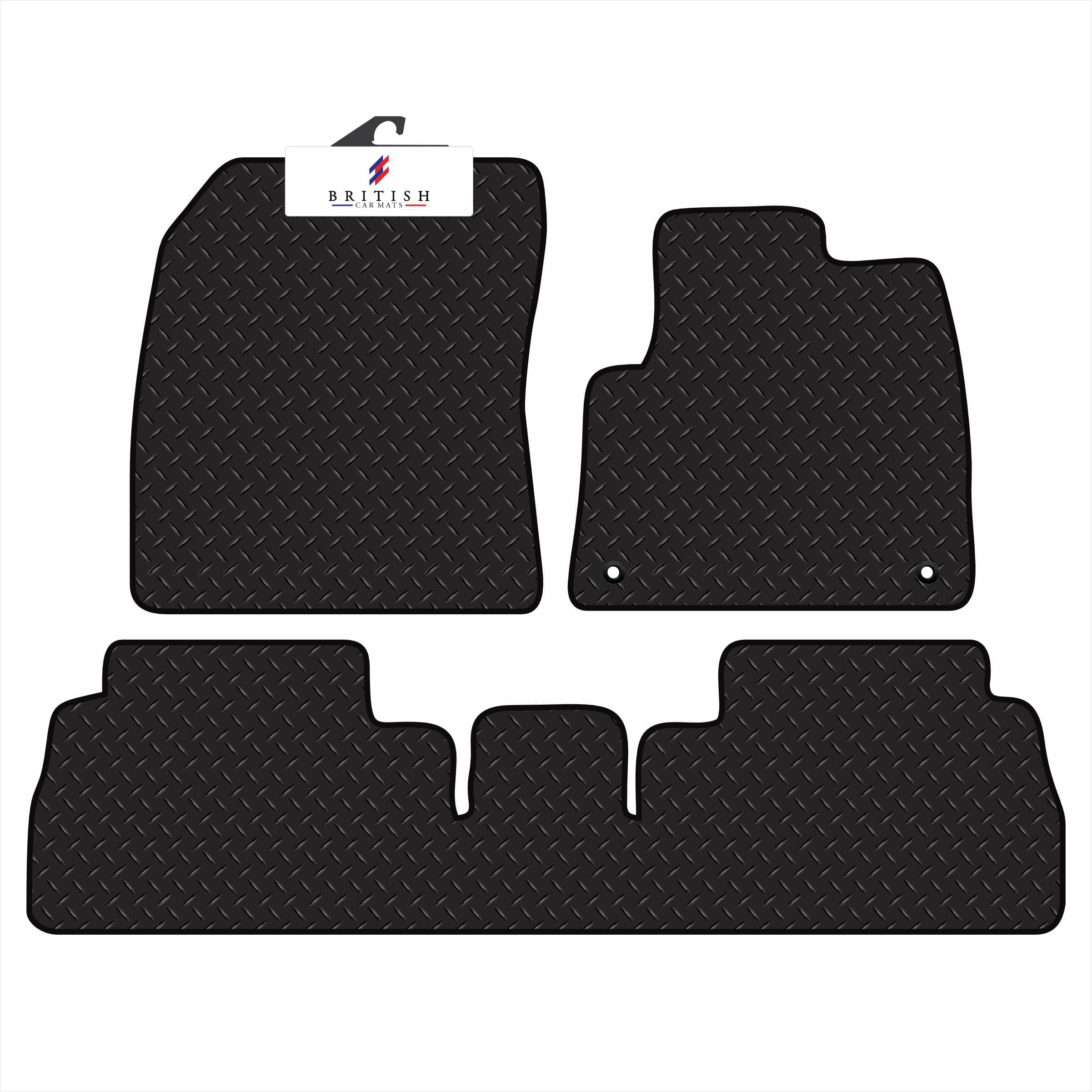 Car Mats - Compatible with Peugeot Partner Crew Cab 2019-Onwards - Van Floor Mat - 3MM Rubber - Fully Tailored - Anti-Slip Backing - Black Trimming - 3 Piece
