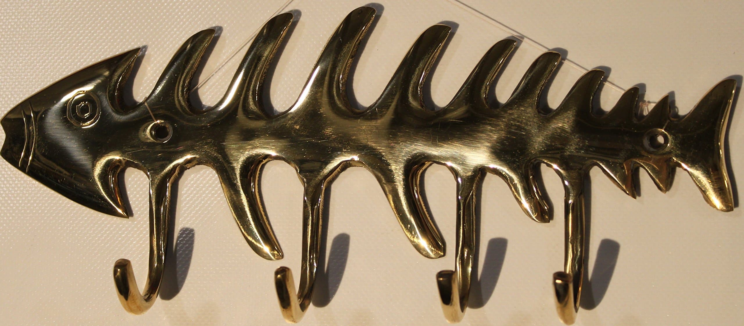 Brass Fish Bone Hooks Wall Decor