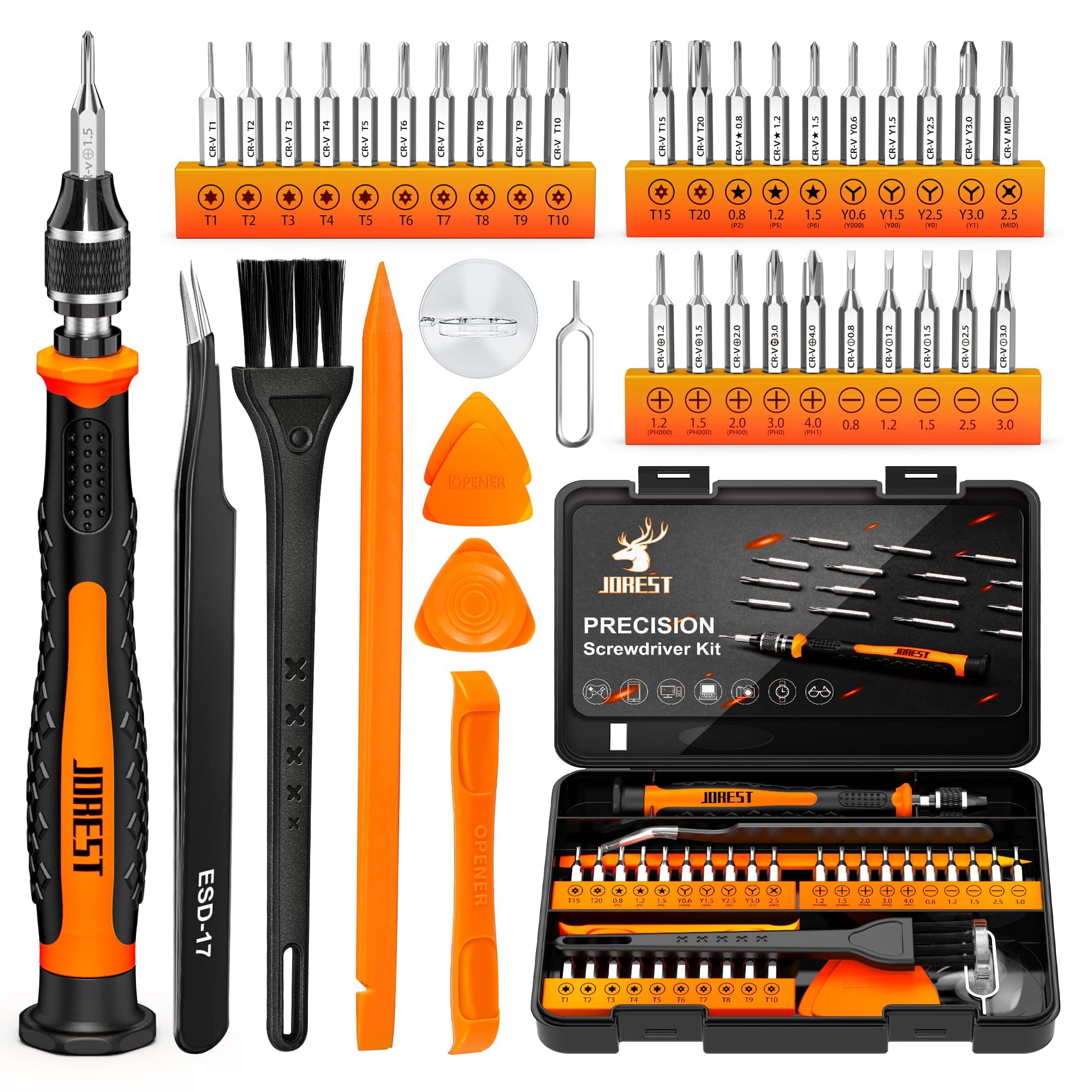 JOREST 33Pcs Precision Screw Driver Set, Tool Kit with Security Torx T5 T6 T8 T9, Triwing Y00, Star P5, etc, Repair for Laptop, Switch, PS4, Xbox, MacBook, iPhone, Ring Doorbell, Watch, Glasses, etc