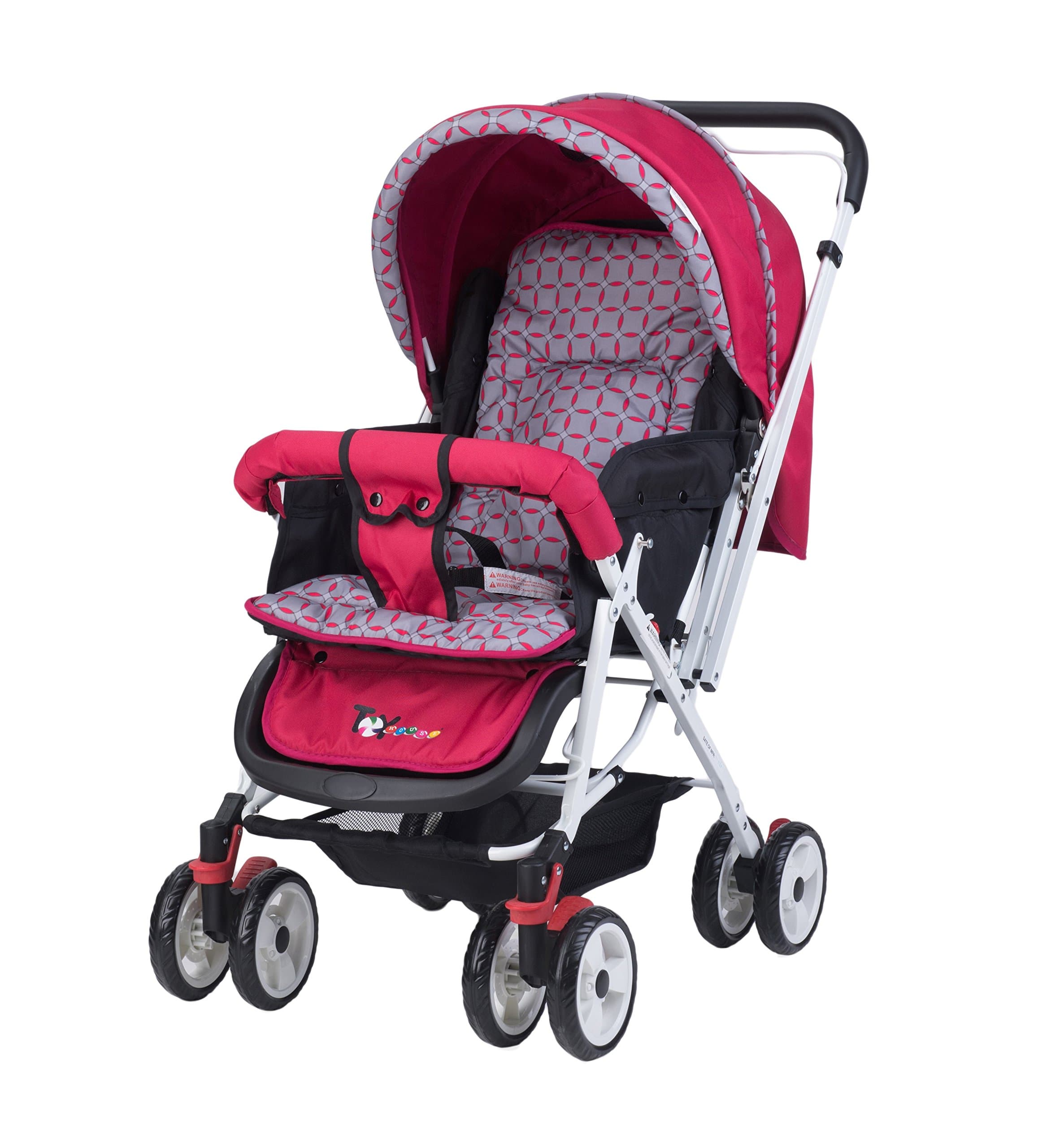 Toyhouse Baby Stroller Pram (Universal, Dark Pink)