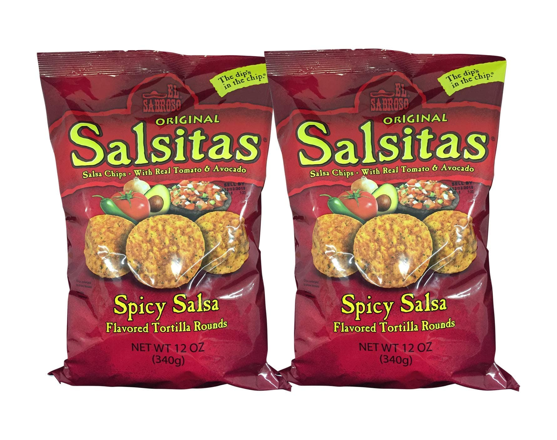 El Sabroso Salsitas Spicy Salsa Tortilla Chips 12 oz. Bag (2 Bags)