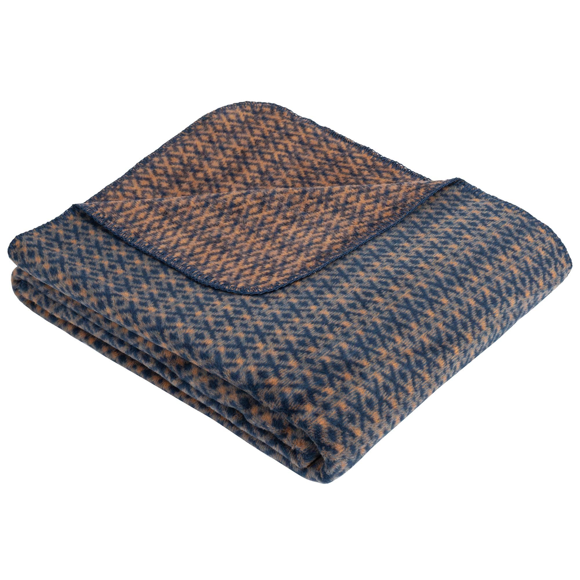 Ibena Hillerod Jacquard Blanket, cotton blend, blue, 150 x 200 cm