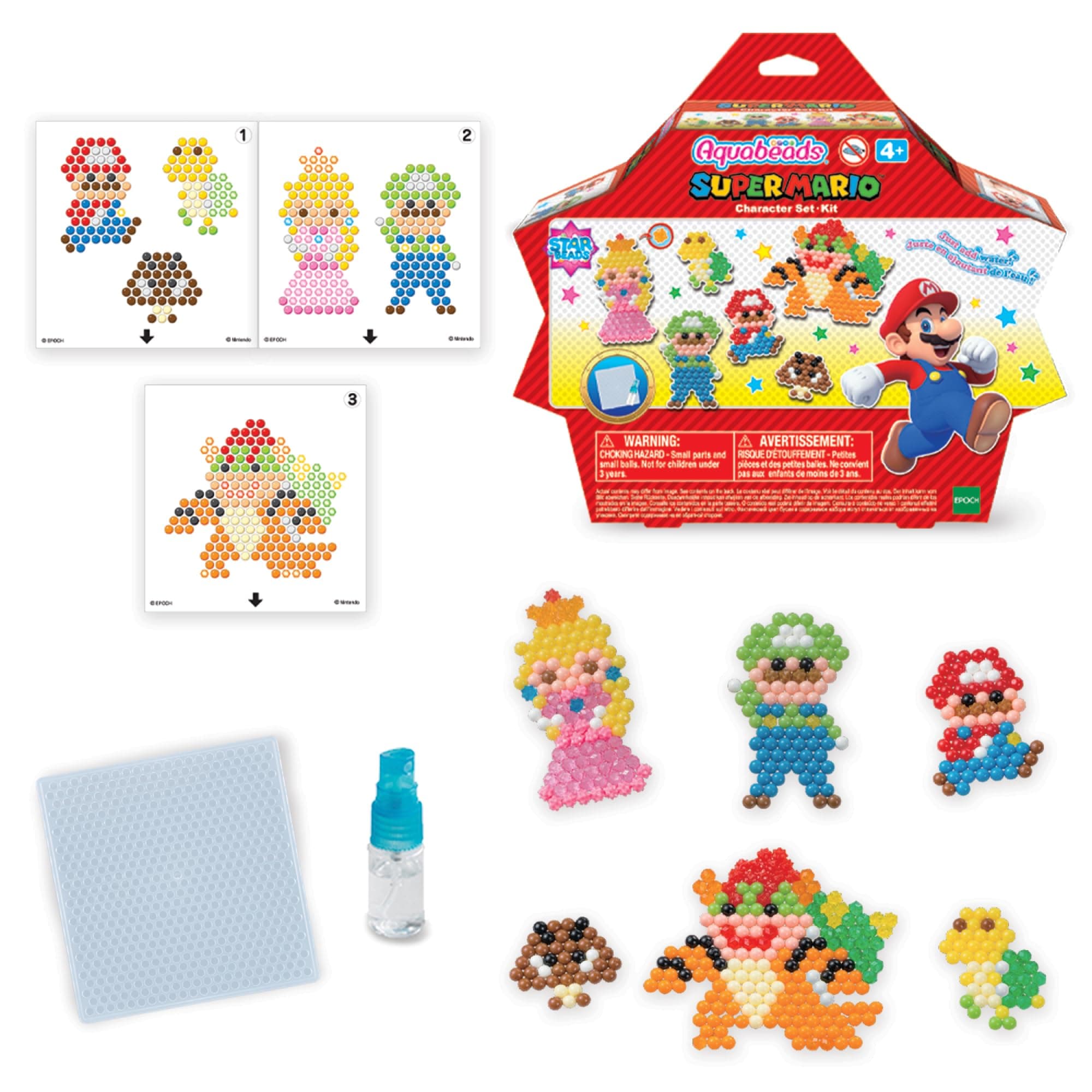 Super Mario Character Set, Complete Arts & Crafts Kit for Children - Over 700 Beads to Create Mario, Luigi, Princess Peach and More
