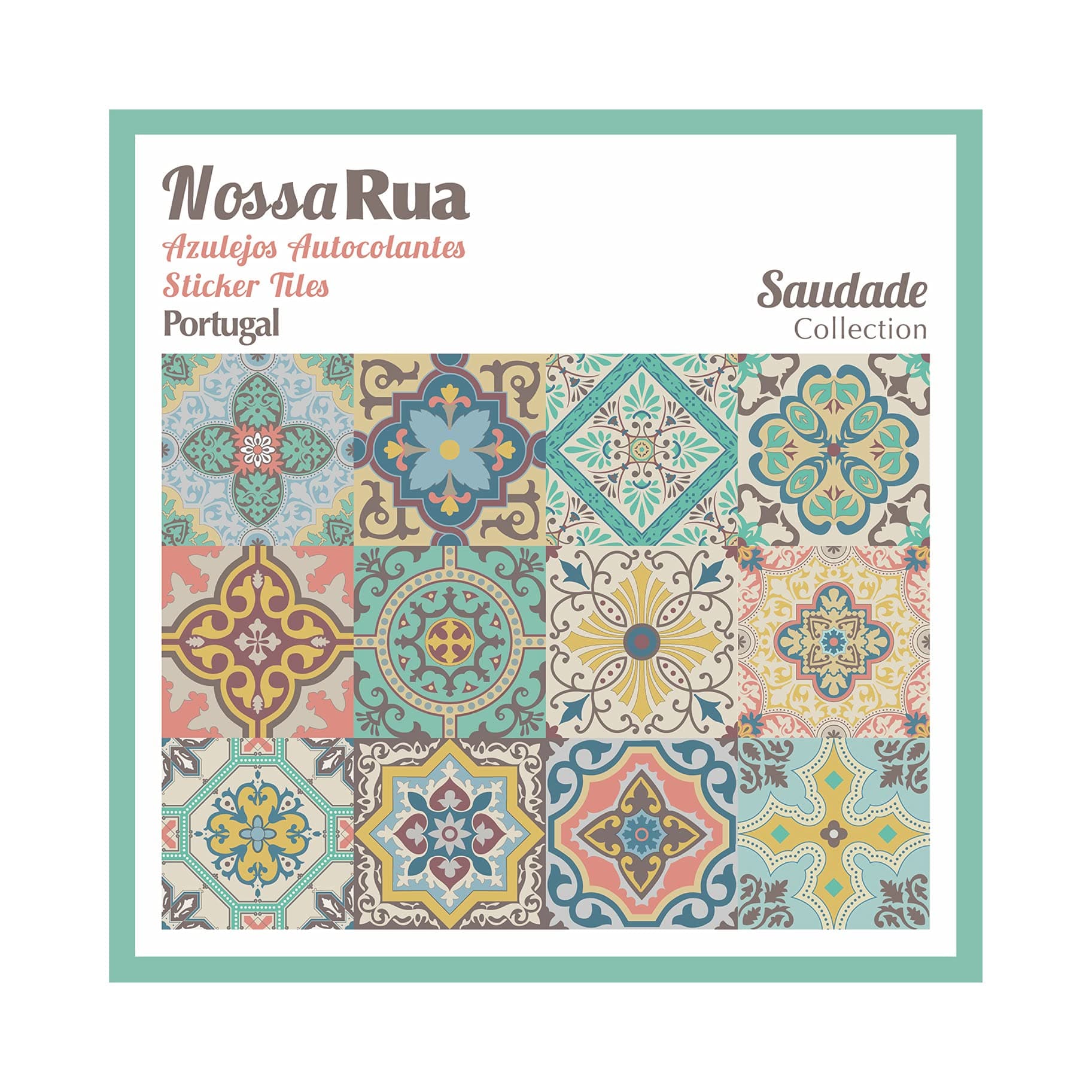 Vinyl decal self-adhesive Portuguese sticker Tiles BELEM Collection (Pack of 12) (6"x6"|15x15 cm)