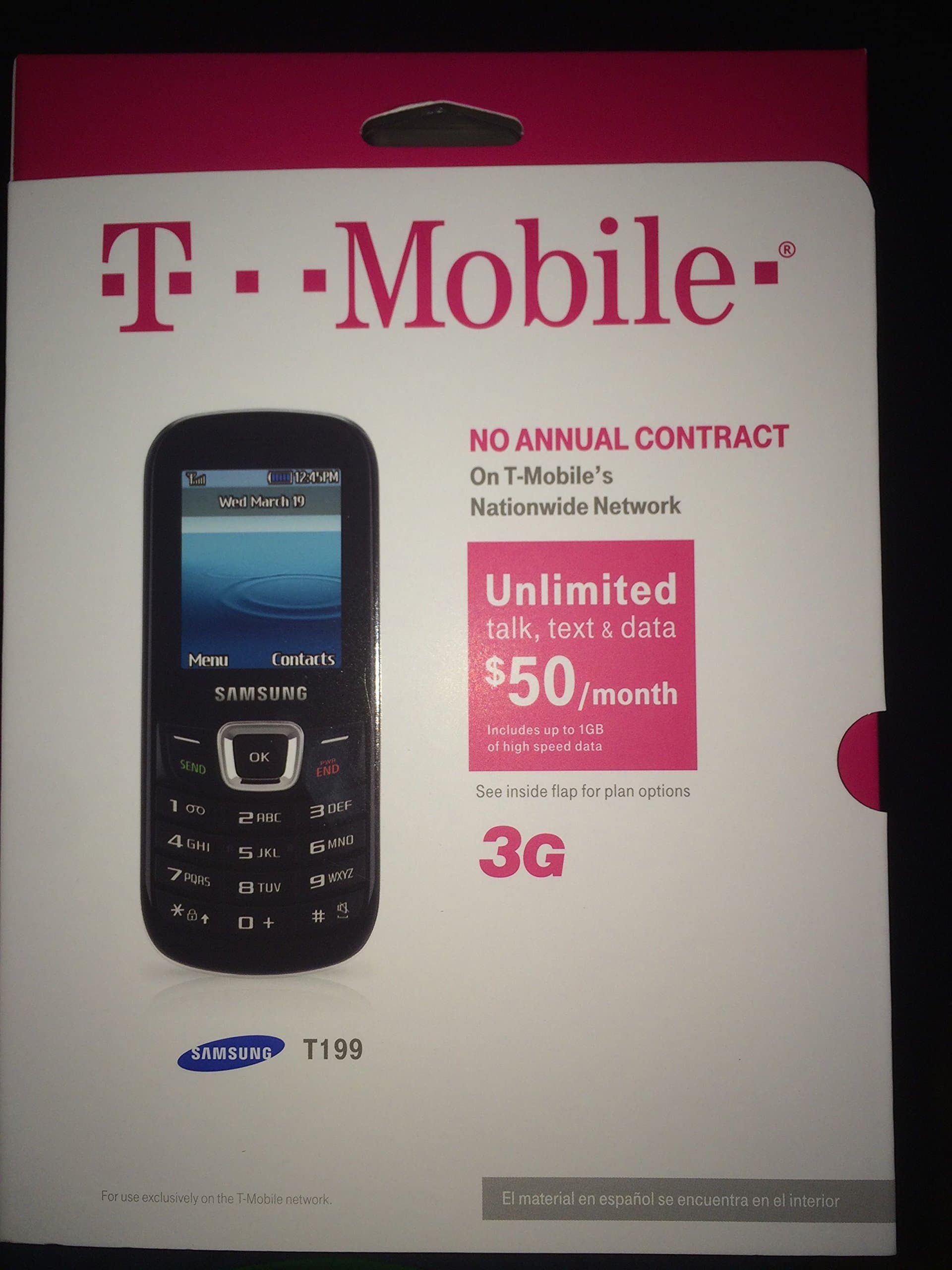 Samsung Sgh-t199 Black T-Mobile Cell Phone With SIM Card Starter Kit