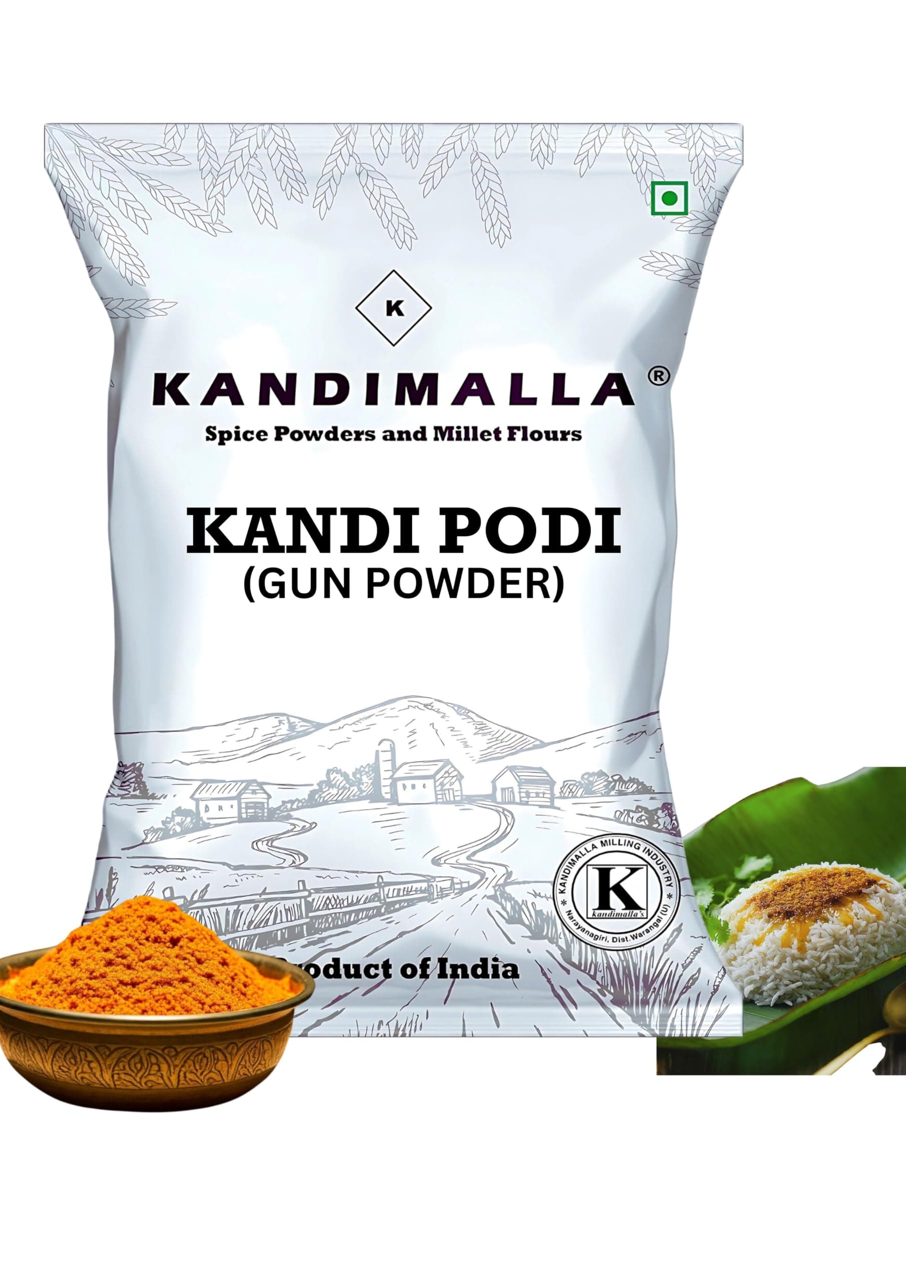 - Kandimalla Kandi Podi | 200 gram | Paruppu Podi | Spicy Andhra gun powder | Traditional South Indian Chutney Powder for Idli, Dosa & Rice