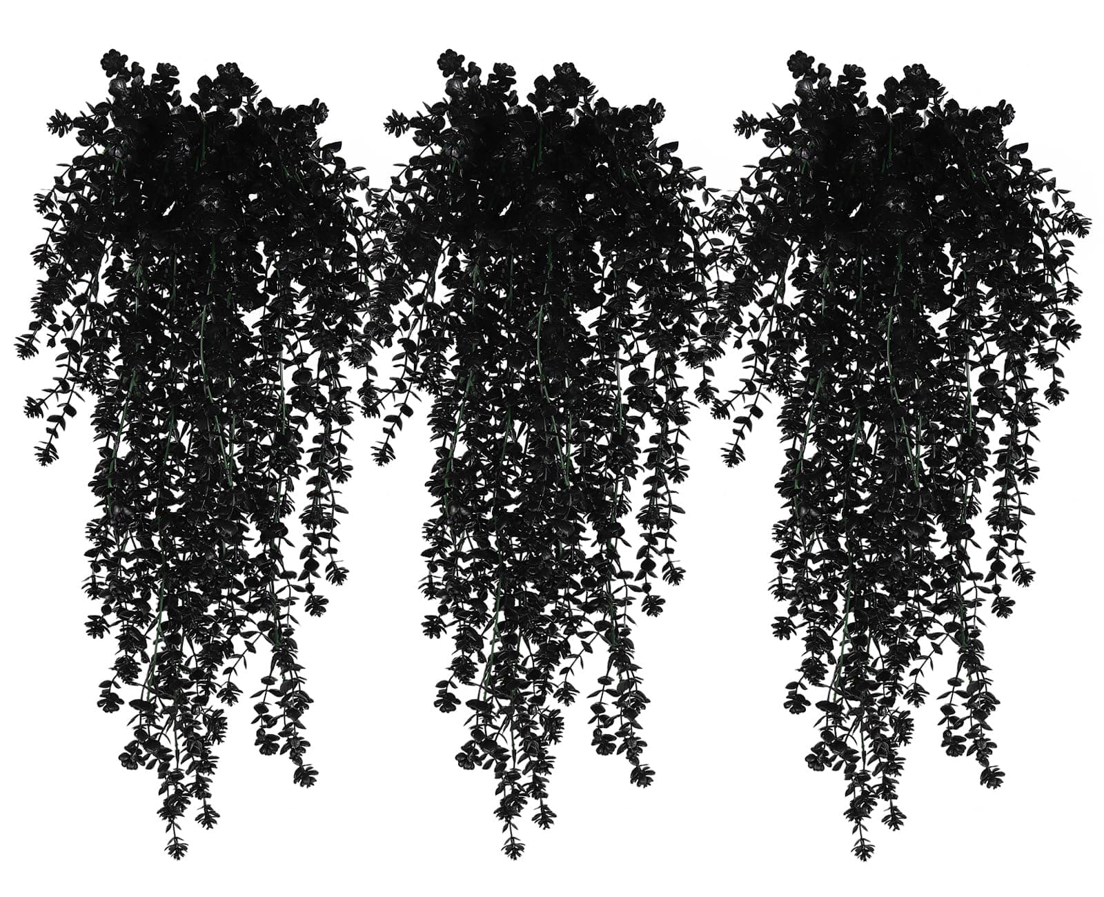 Black Hanging Flowers Faux Hanging Plants Black Artificial Hanging Plant Fake Greenery Faux UV Resistant Hanging Vines Plant for Indoor Outdoor Wedding Halloween Party Fall Wall Room Door Decor