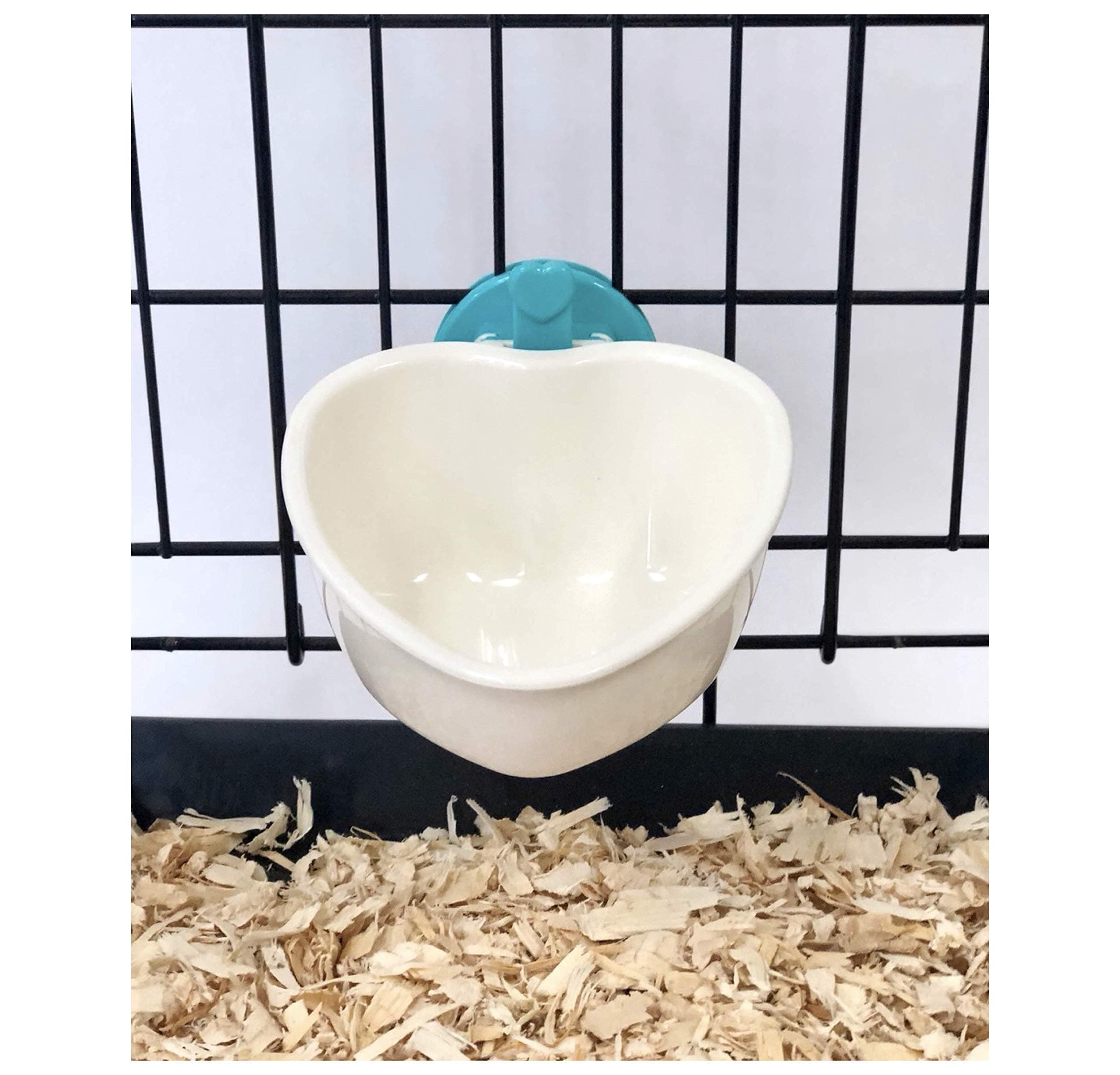 Choco NosePatented Removable Heart Shaped Food Bowl for Dogs/Puppies/Rabbits/Cats/Guinea Pigs/Chinchillas/Birds -Water Dish for Small Pets or Animals - For Wire Cages or Crates 8 oz, Aqua (C607)