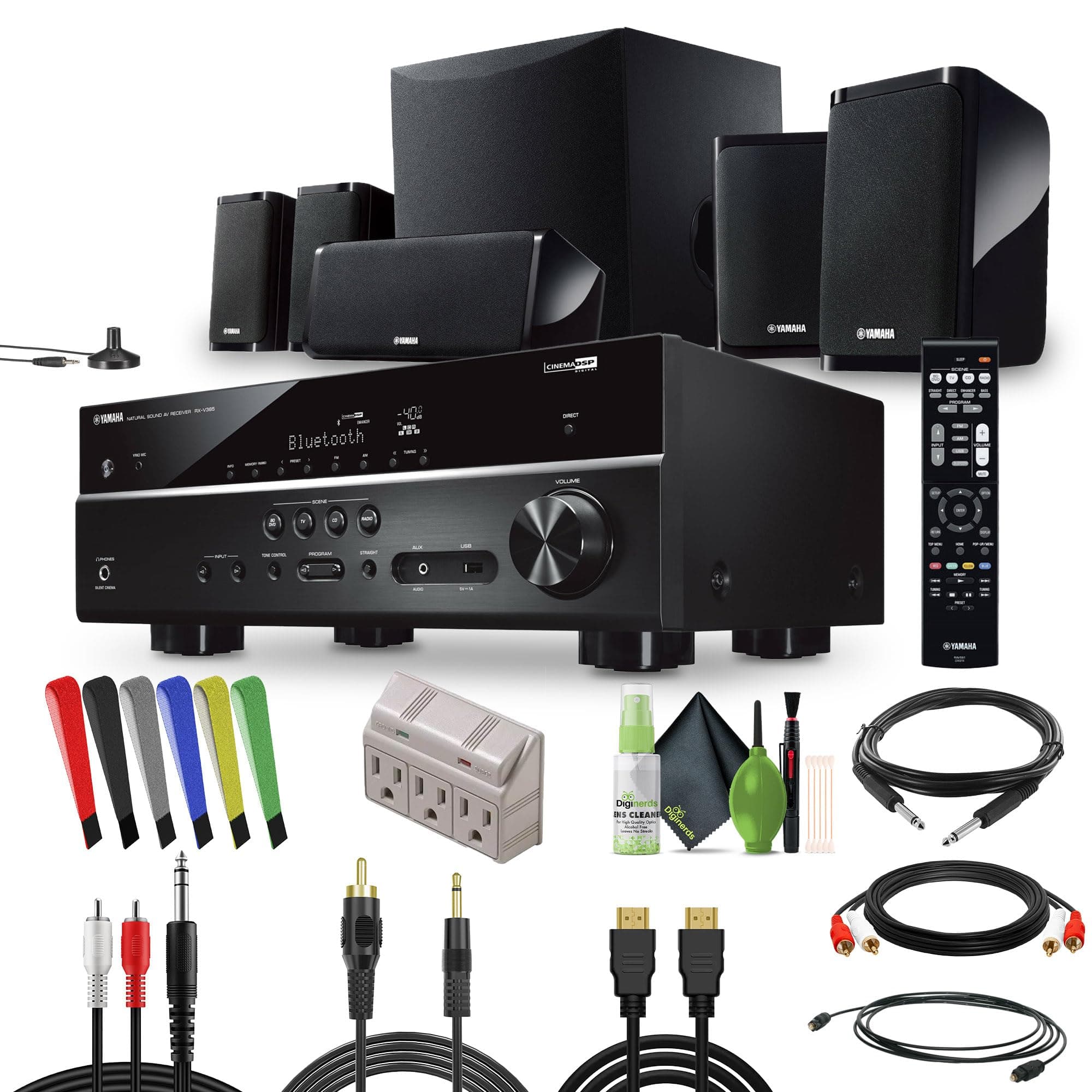 Audio YHT-4950U 4K Ultra HD 5.1-Channel Home Theater System with 8" 50W RMS Powered Subwoofer Speakers, True Surround Sound, AV Receiver and Bluetooth Music Streaming Bundle with Accessories