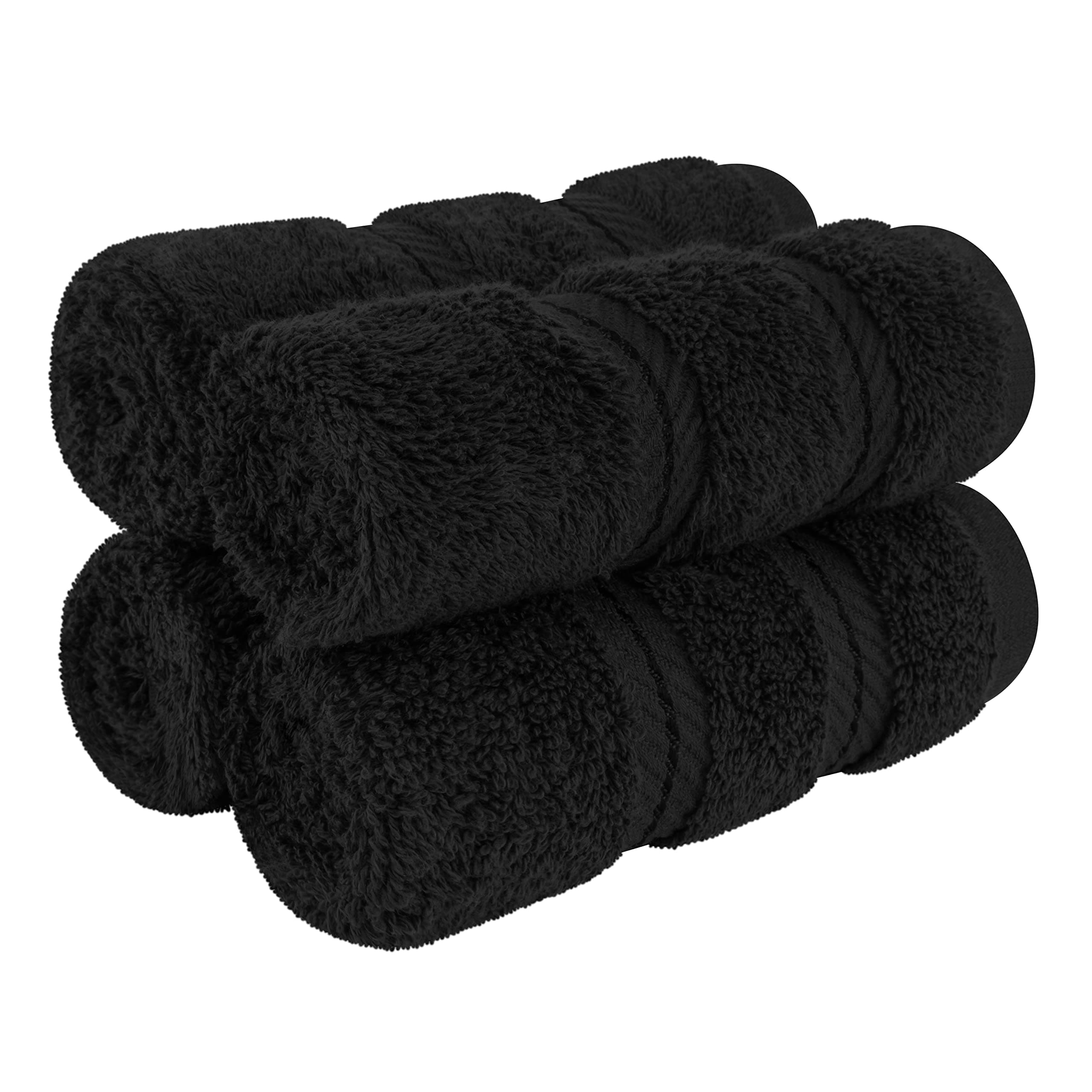 Luxury Washcloths for Bathroom, 600 GSM 100% Cotton 4 Piece Turkish Wash Cloth Set, 13x13 in Soft Rags for Body and Face, Black Washcloths