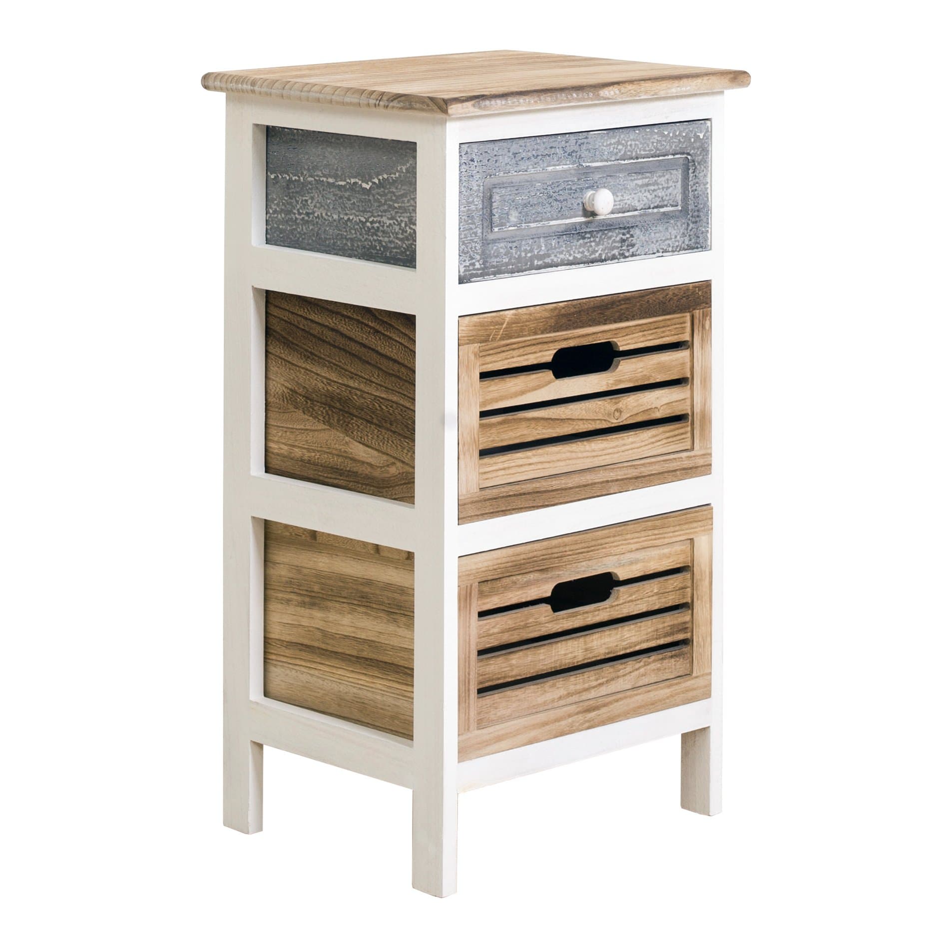 Rebecca Mobili Chest of Drawers Cabinet 3 Drawers Wood White Grey Brown Urban Design Bathroom Bedroom - 65 x 36,7 x 28,8 cm (H x W x D) - Art. RE4185