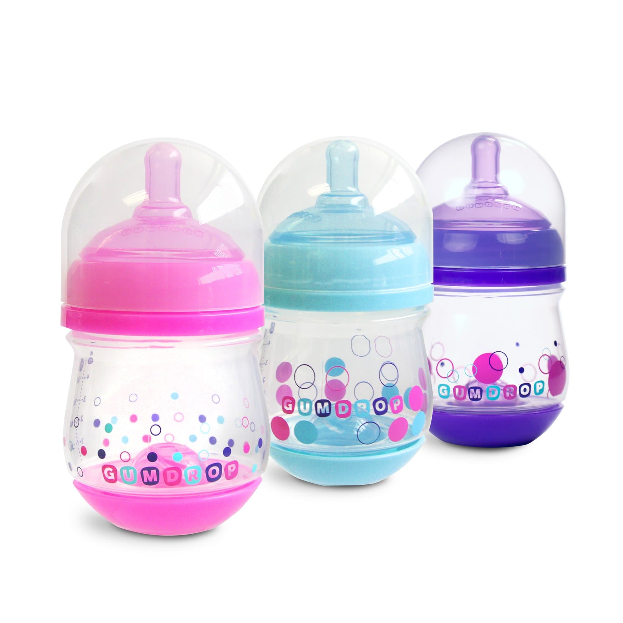The First Years 3 Count GumDrop Wide Neck Bottle, Pink, 4 Ounce (Discontinued by Manufacturer)