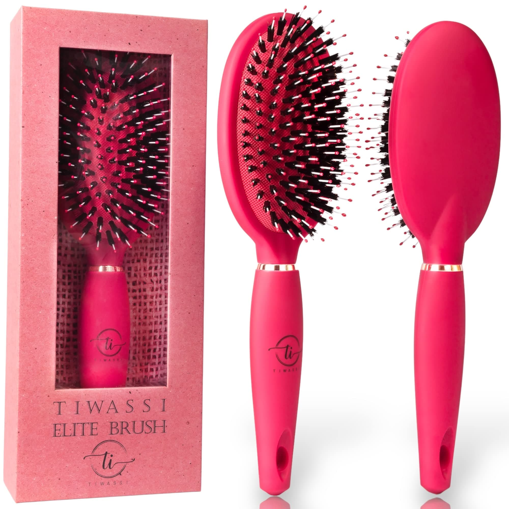 TIWASSI USA Detangling hair brush - LUXURY hairbrush for all hair types and ideal gifts for women and kids to bring out all beauty of hair with new dual bristles technology