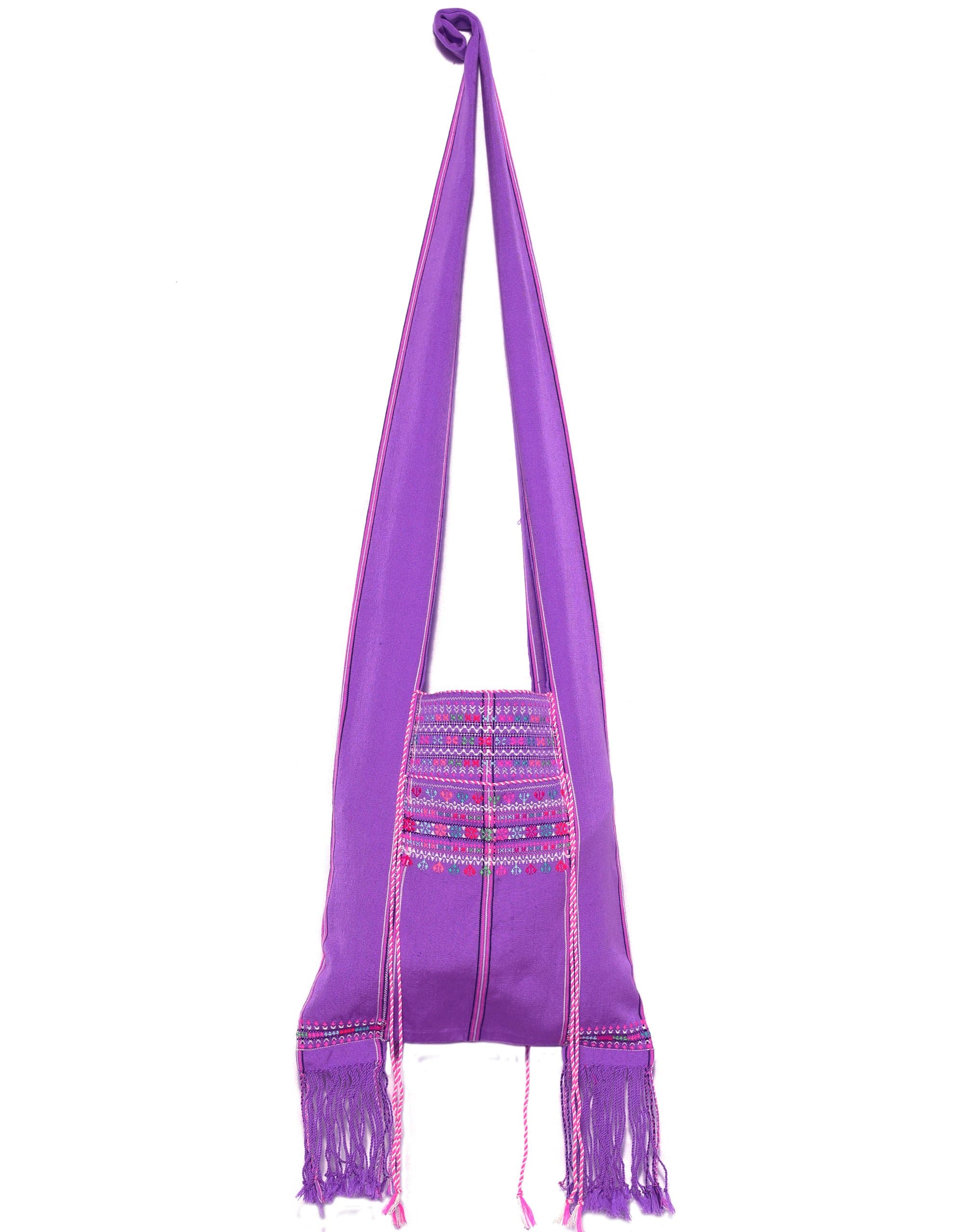 Rare Unique Asian Thai Tribe Karen Pgakayao Shoulder Crossbody Bag Purple Color Handicraft 100% Original Art Vintage Design by RO NARIN from Thailand