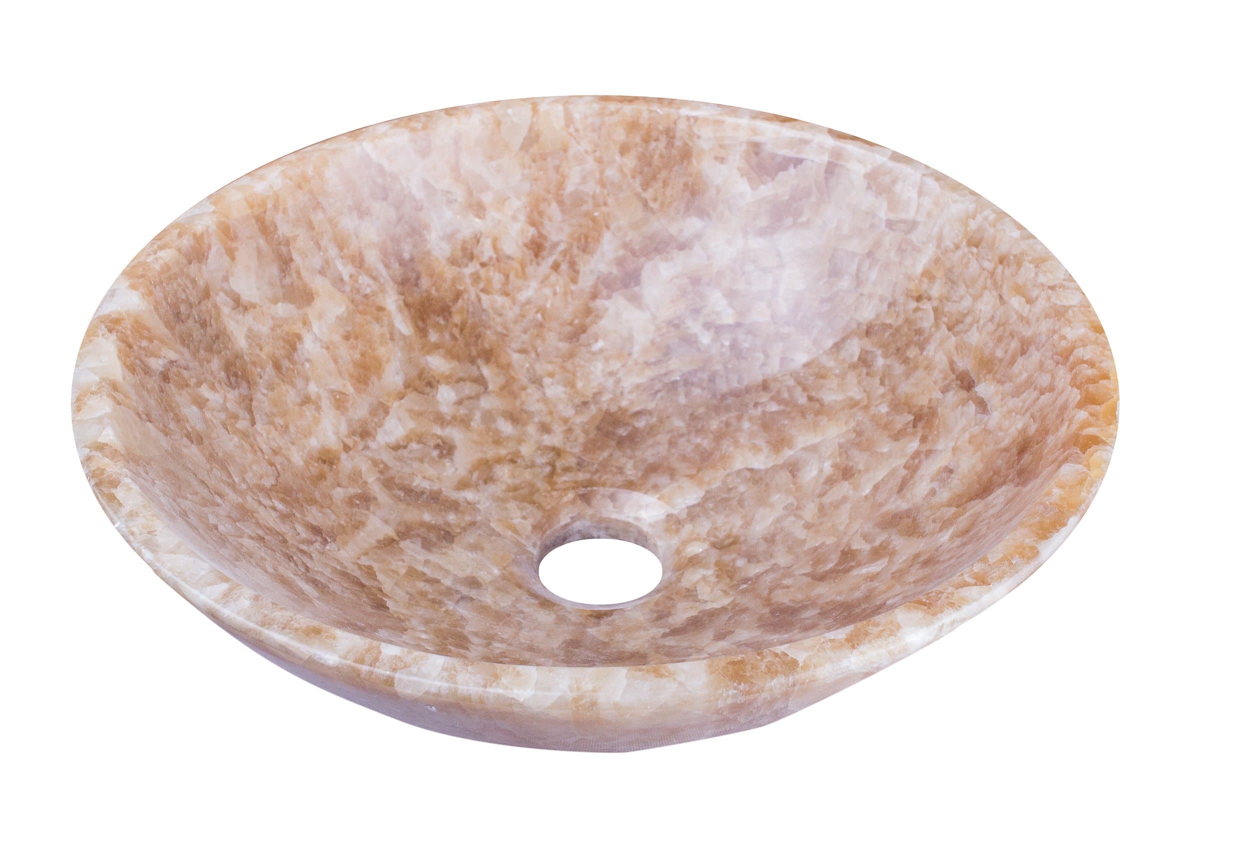 Yuche Ngstone Bathroom Sink Wash Basin/Wash Basin 100% Natural Stone Countertop Basin 1 Tap Hole Basin Marble/Granite/Round/Diameter 33 – 35 cm, diameter 4.5 cm, multi-coloured