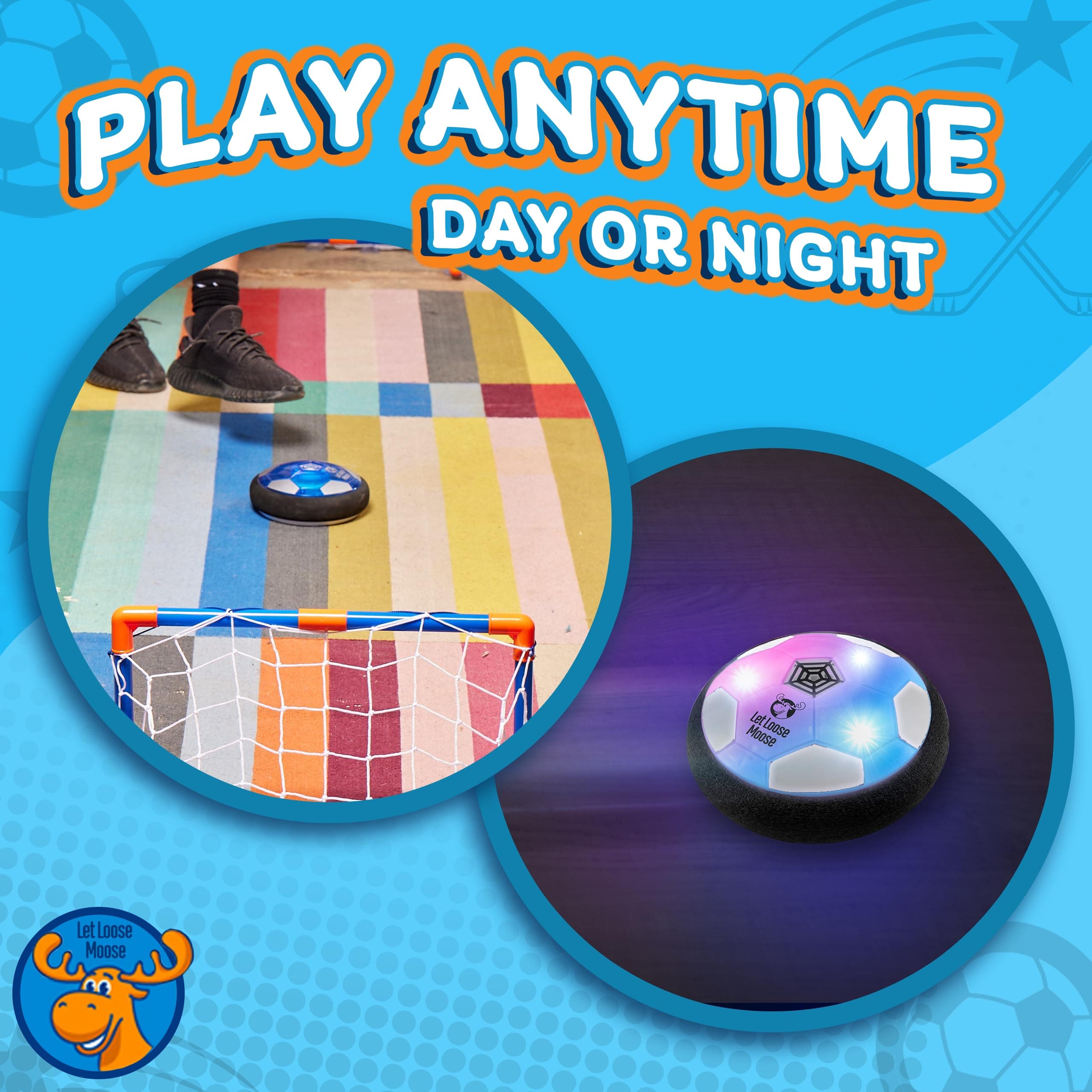 Let Loose Moose Hockey & Hover Soccer Ball Indoor 3-in-1 Set for Kids Aged 4-6, 6-8, 8-12 - Indoor Hockey and Soccer Toys Game Set for Boys and Girls