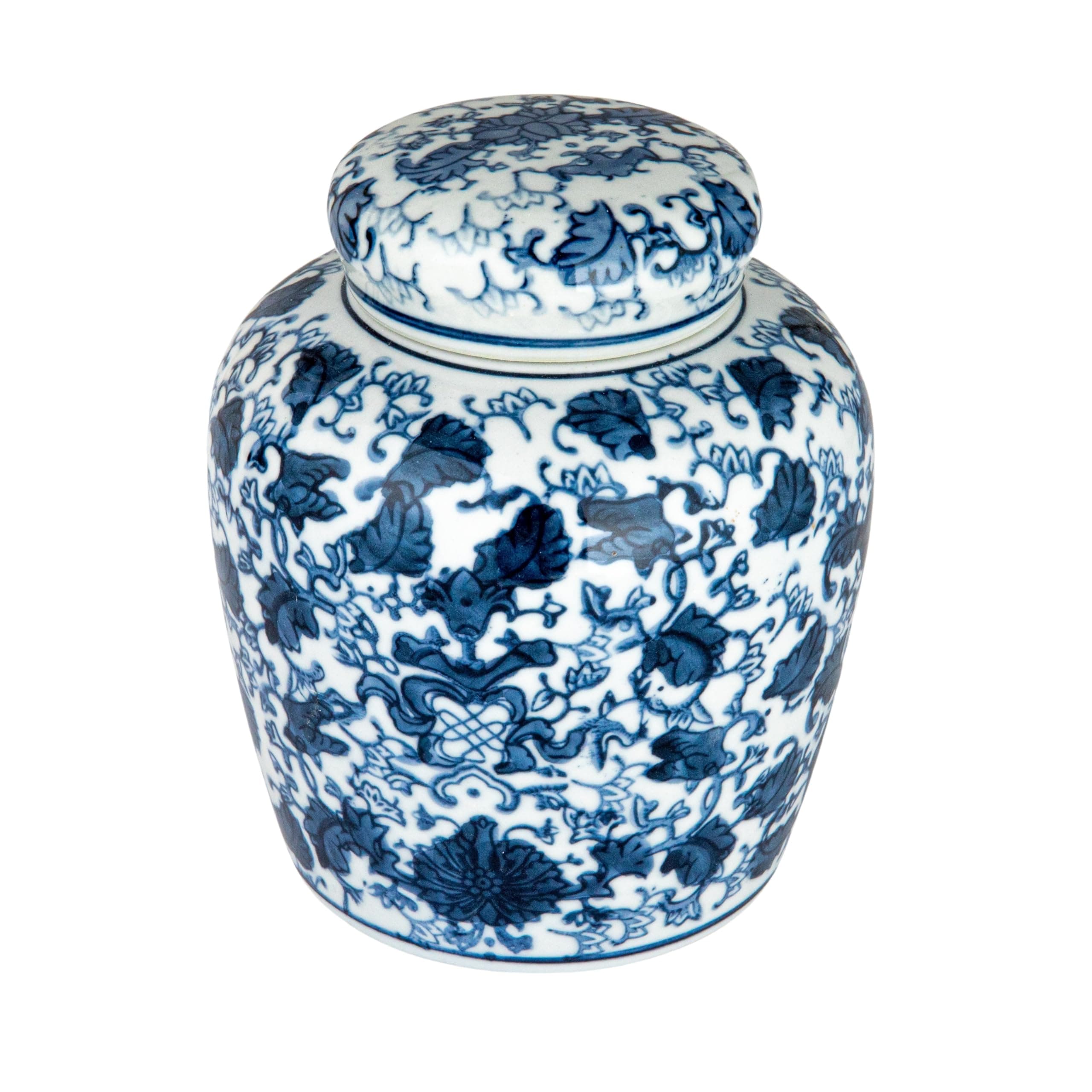 Blue & White Ceramic Ginger Jar with Lid