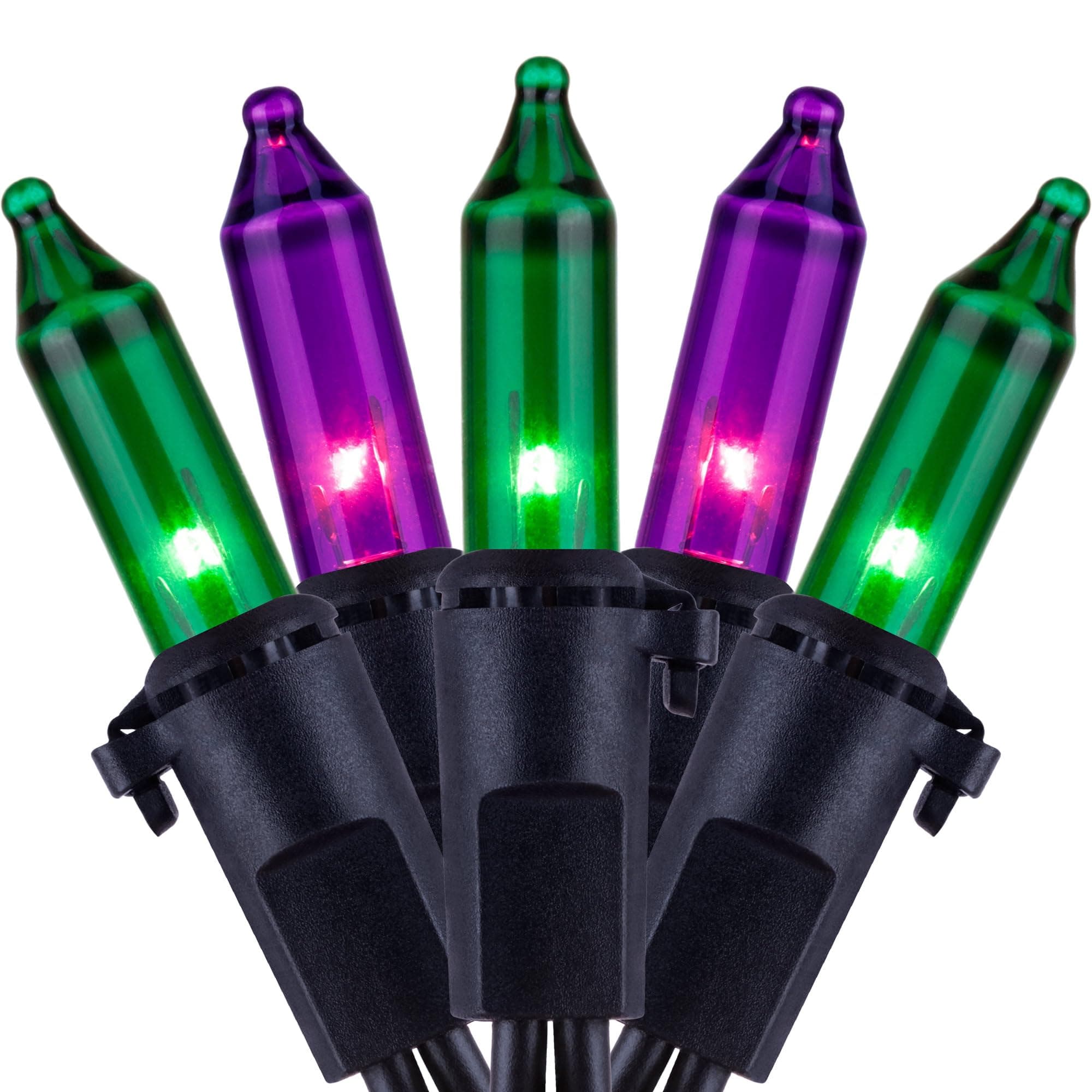 200 Green & Purple Halloween Lights with Black Wire, Pack of 2 Sets 33 ft 100 Count UL Certified Christmas String Lights (Green & Purple)