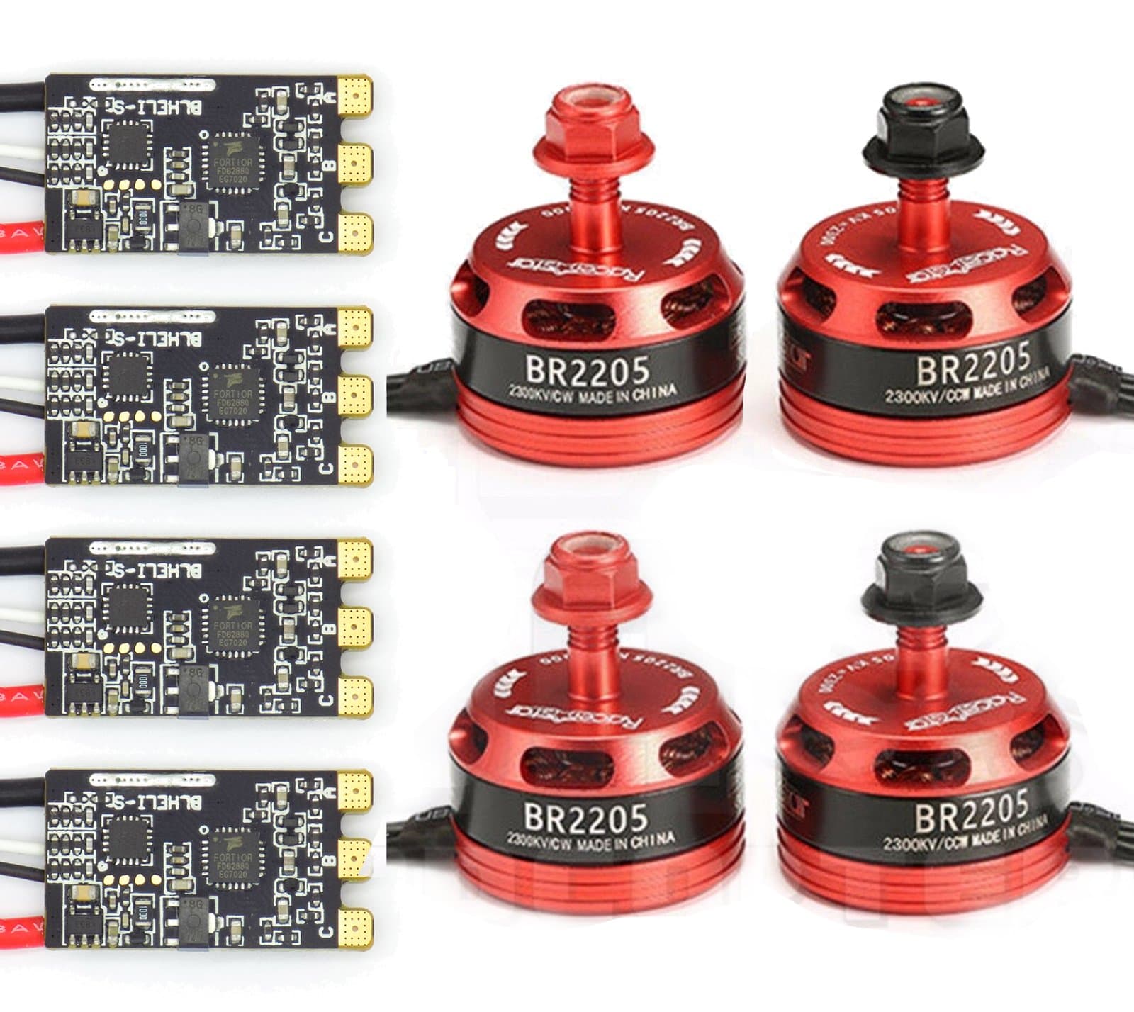 SpeedyFPV 4pcs RacerStar 2205 2300kV 2-4S Brushless Motor + 4pcs HGLRC 30A 2-5S ESC BB2 DShot600