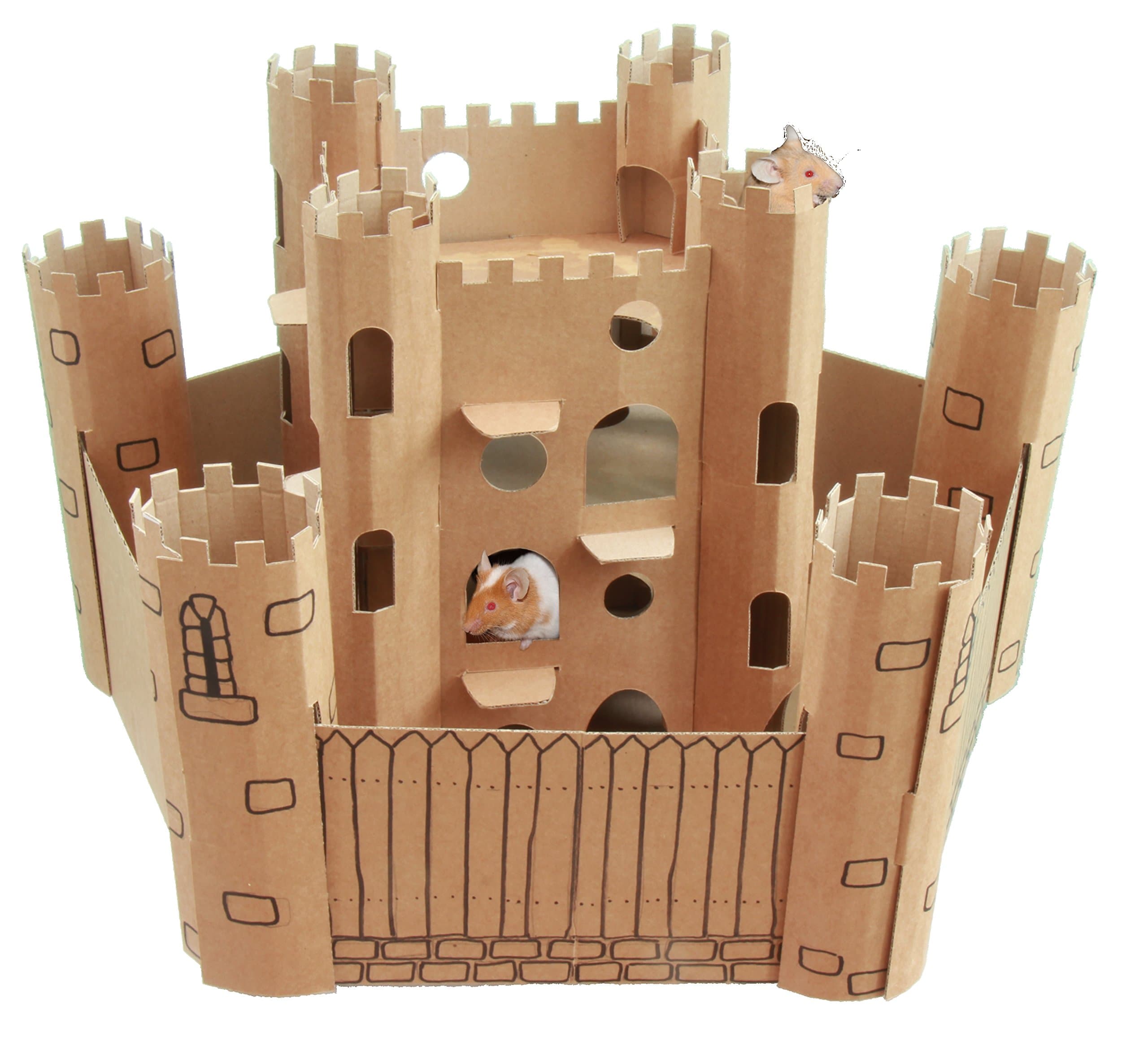 SmartKitz Château en carton pour rongeurs Taille S 23 x 23 x 32 cm