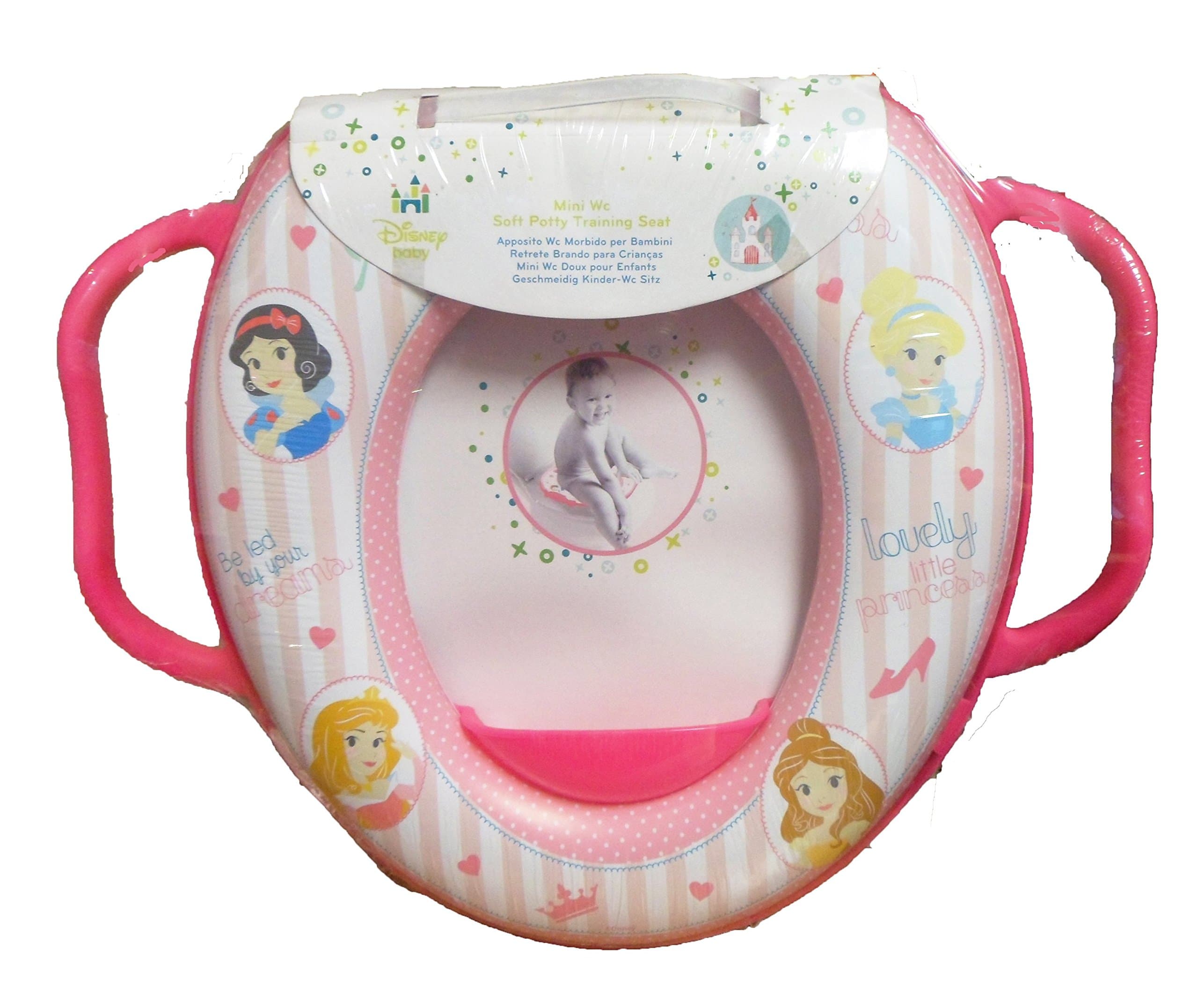 Disney Princesses Soft Padded Cushioned Potty Toilet Trainer Seat with Handles in Pink