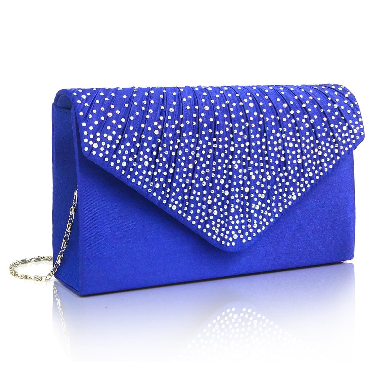 EssVita Evening Wedding Bridal Party Clutch Bag Purse for Women Rhinestone Frosted Envelope Clutch Handbag Shoulder Bags Royal Blue