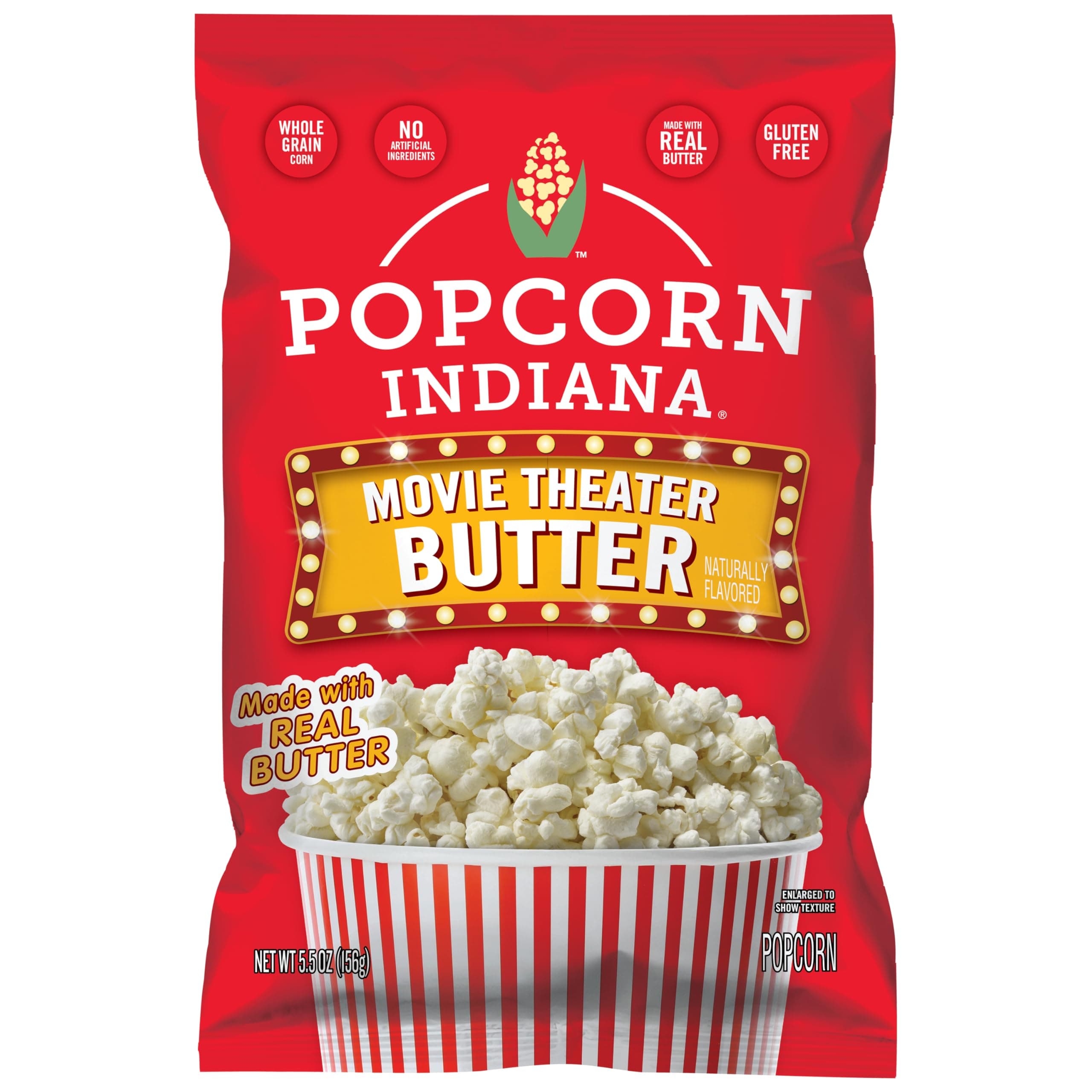 Popcorn Indiana Movie Theater Butter Popcorn (3 oz Bags – 6 Pack) Pre-Popped Popcorn Made with Real Butter, Gluten Free, No Artificial Flavors, Perfect for Movie Nights or After School Snacks