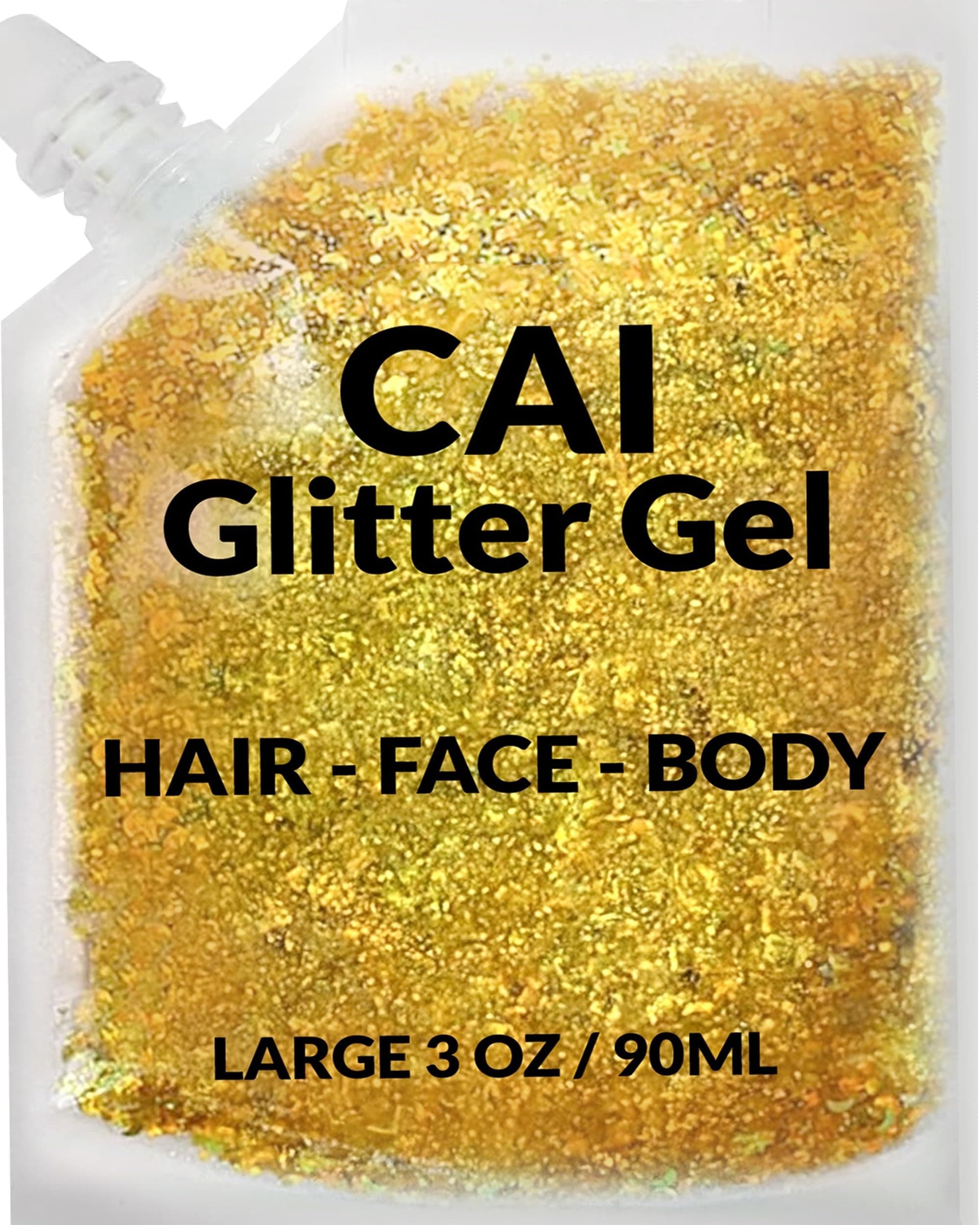 Face, Body & Hair Glitter Gel – Halloween Glitter for Kids and Women – 3 Oz Cosmetic-Grade Gel w/Moon & Stars for Festivals & Halloween Party, Easy Apply & Wash Off - Gold 1Pack