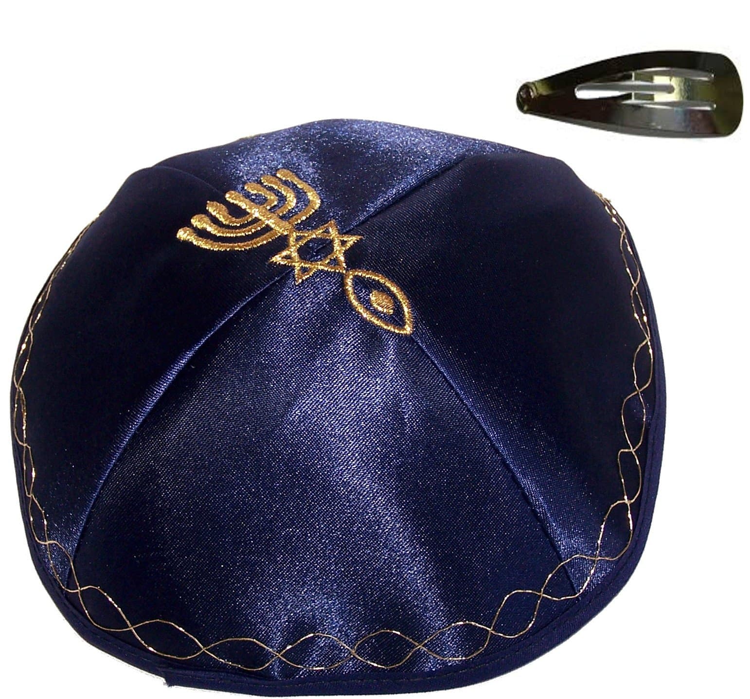 Satin Kippah with Messianic Sign Embroidered