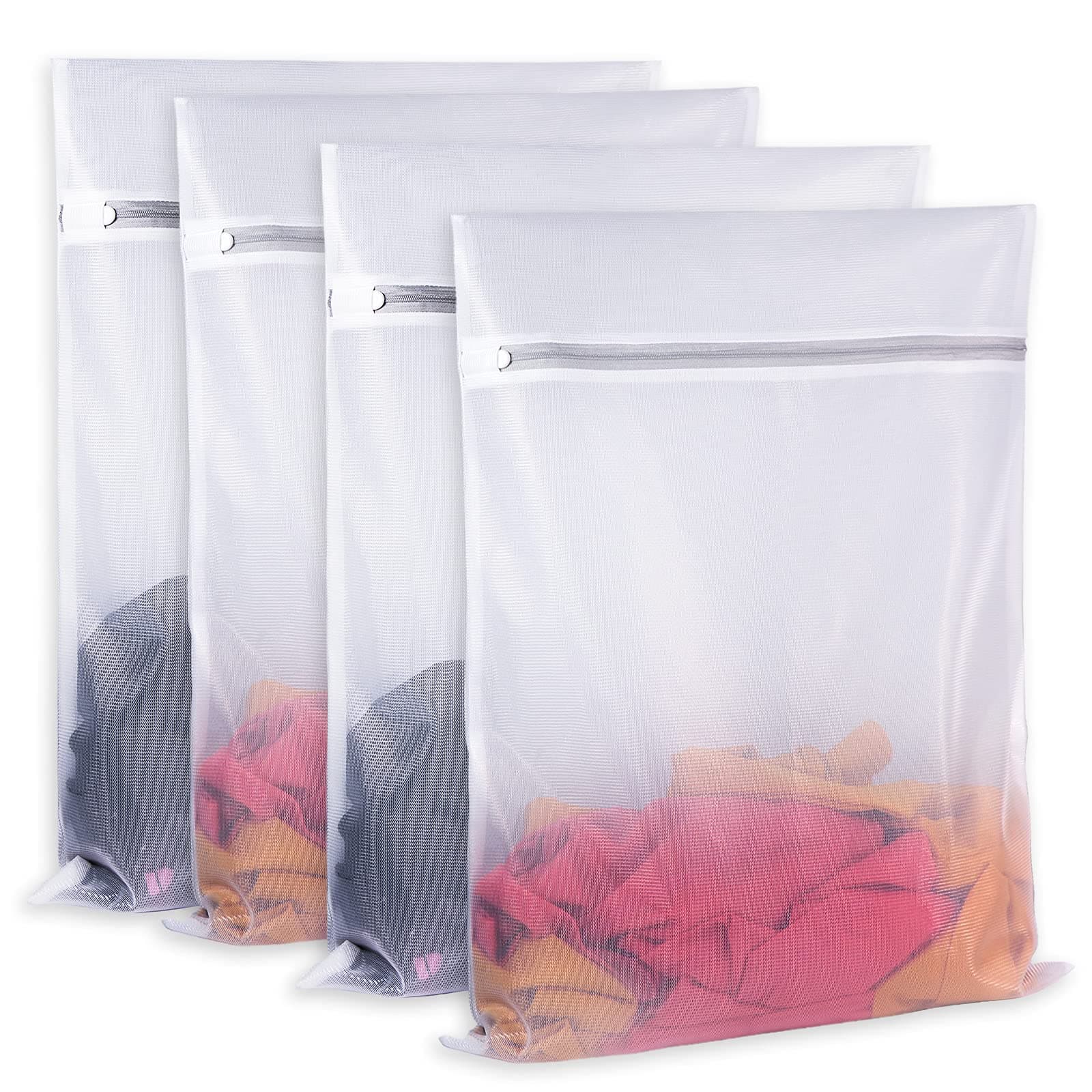 Mesh Laundry Bags,Laundry Bags Mesh Wash Bag for Washing Machine-Supper Zipper Net Laundry Bag,Lingerie,Sweater,Garment,Undergarment Large Size(16 x20 inch),Pack of 4