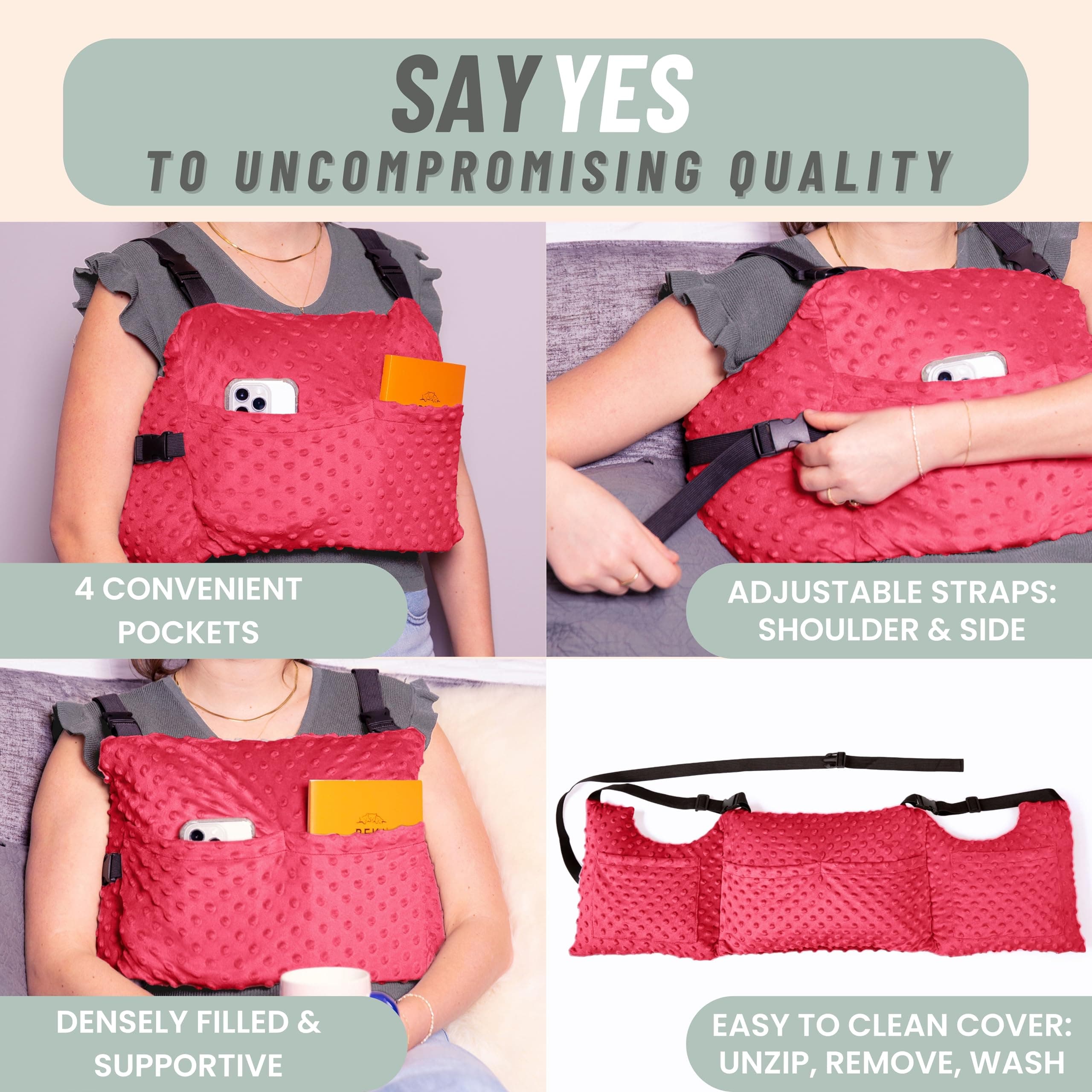 MOYOAMA Post Mastectomy Pillow – 4 Pcs Protective Kit with 2 Gel Packs & Shower Drain Bag - Breast Surgery Must Haves, Breast Reduction Recovery Supplies,Double Breast Augmentation,Post Op Essentials