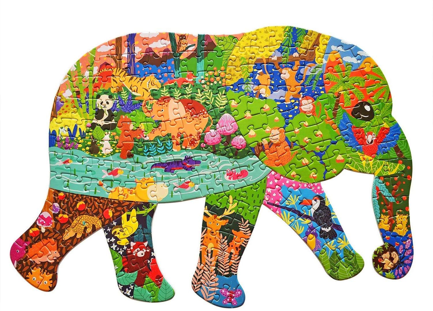 GAYISICPuzzles for Kids Ages 4-8,8-10 and Adults, Elephant Animal Shaped Jigsaw Puzzles 200 Pieces for Wall Home Decor