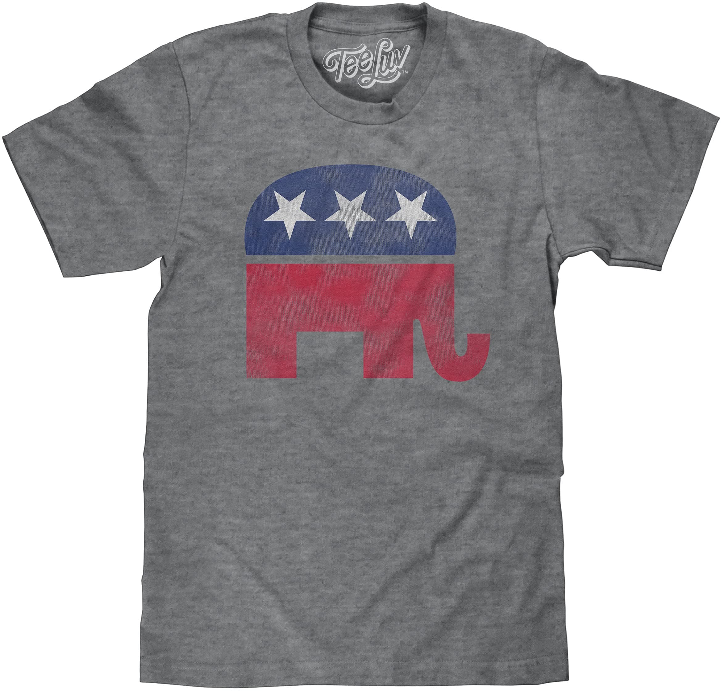 Tee Luv Republican Elephant T-Shirt - Soft Touch Grey GOP Elephant Shirt (Graphite Heather) (S)
