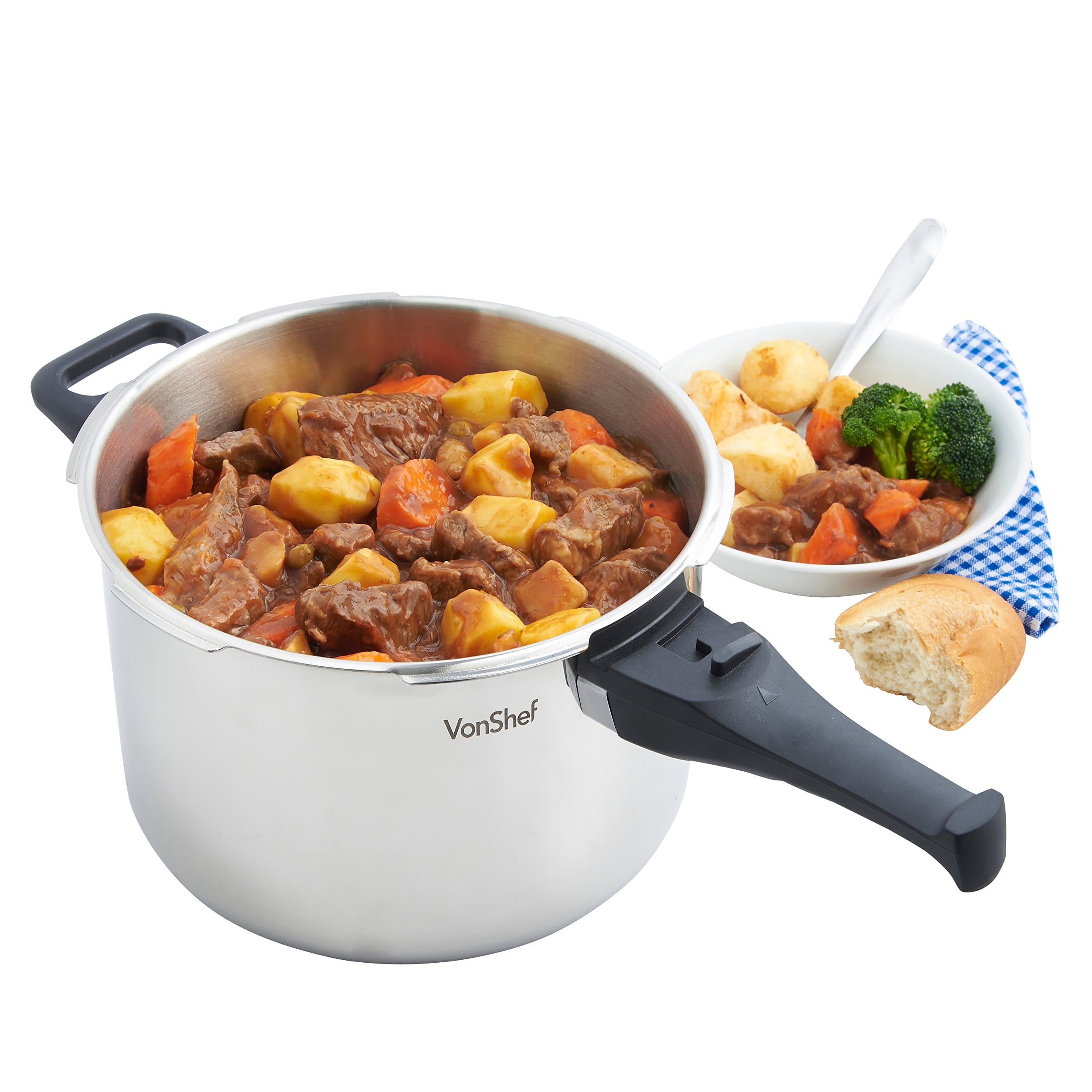 VonShef Stainless Steel Pressure Cooker for All Cooking Surfaces, 6.3 FL OZ