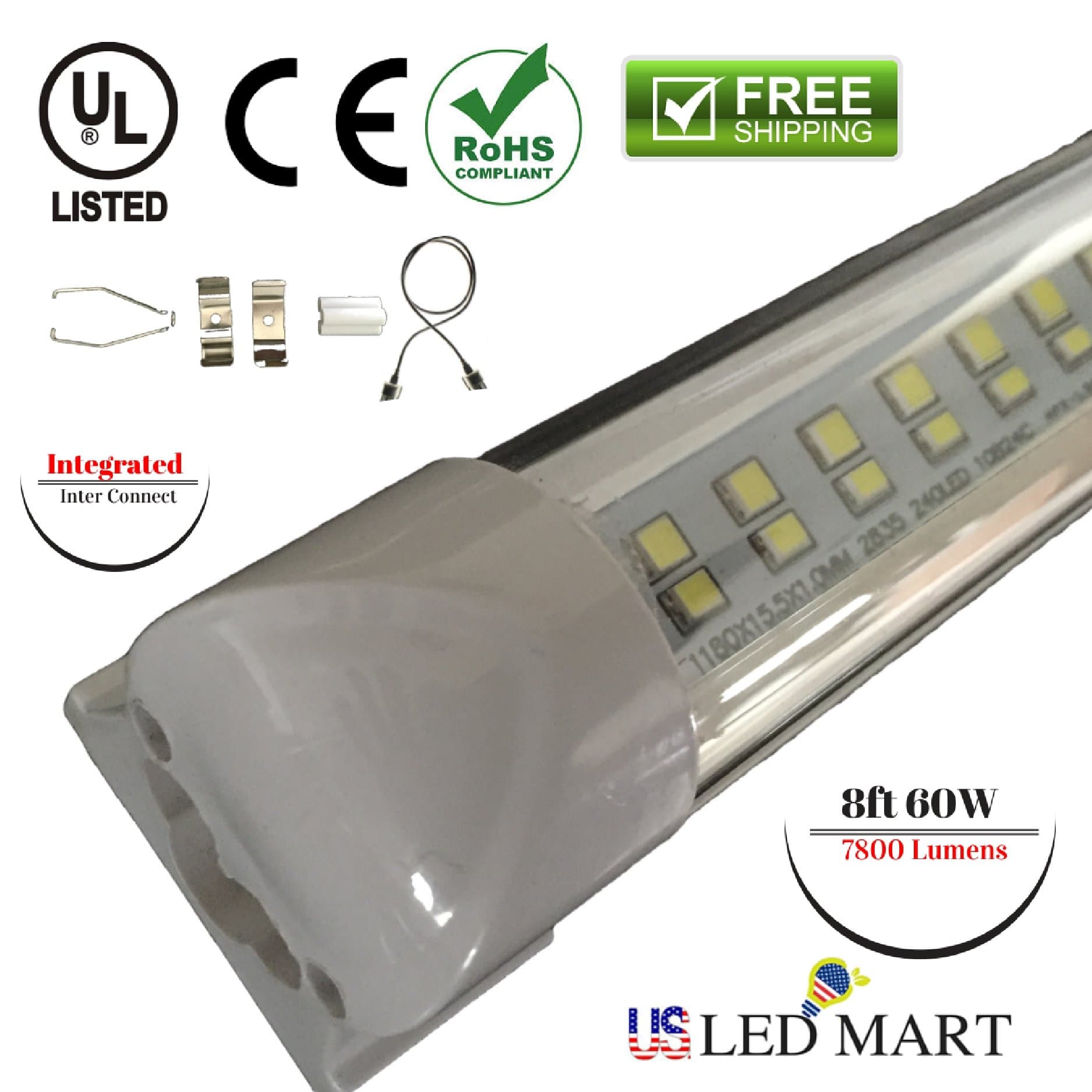 8ft 60w T8 Integrated LED Tube Light - Natural White (Day Light)