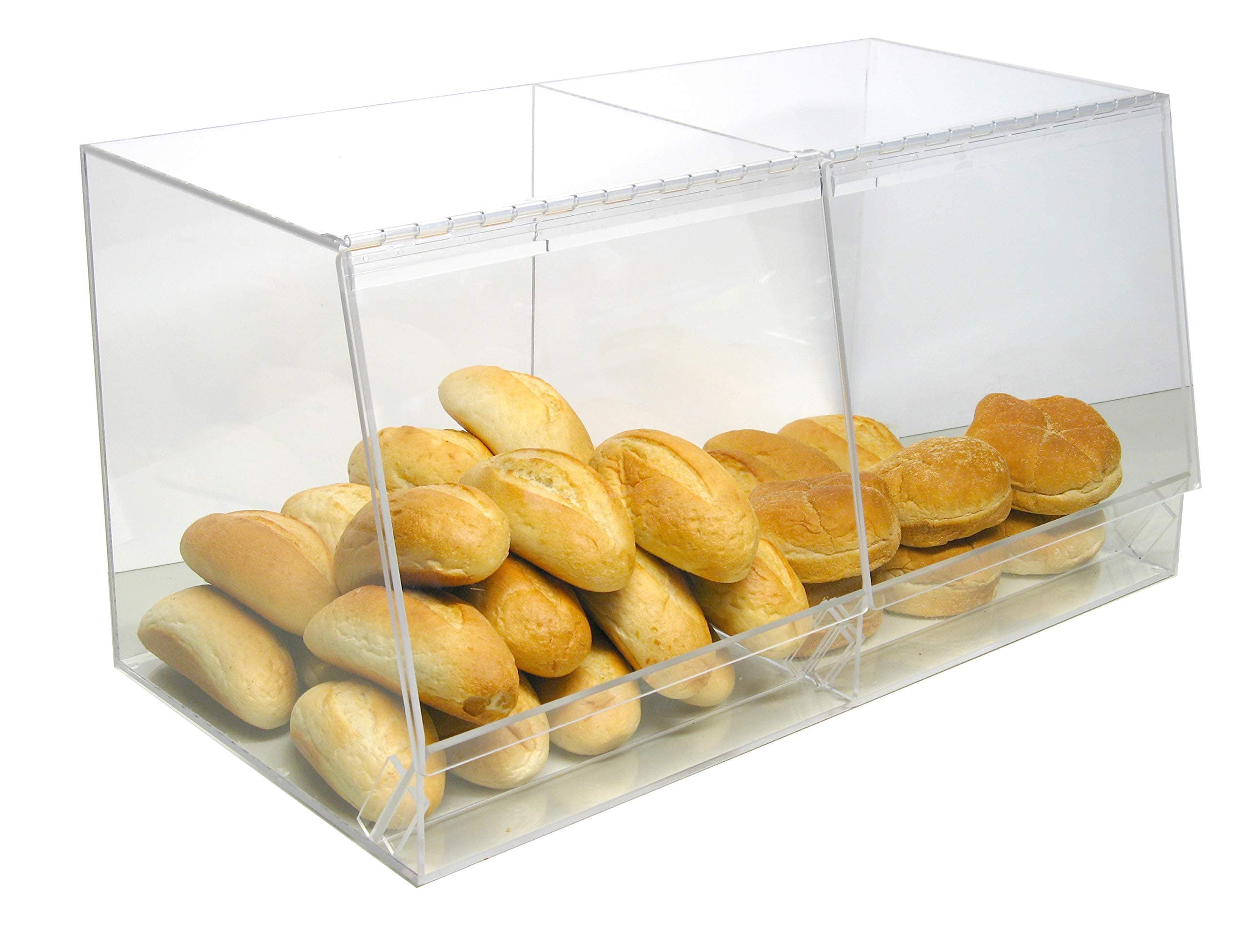 RCS Plastics Bulk Bread Storage Display Case 2 Containers for Deli or Convenience Stores, Bakery Sandwich Pastry Donut or bagel with removable crumb cleanout