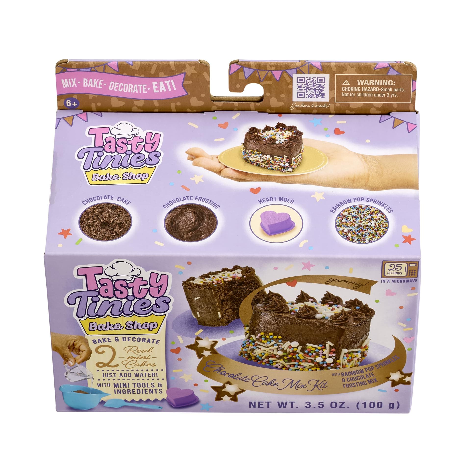 Goliath Tasty Tinies Bake Shop Chocolate Cake Mix Kit with Rainbow Pop Sprinkles & Chocolate Frosting Mix | Bake & Decorate 2 Real Mini Cakes | Includes Mini Tools & Ingredients | Ages 6+