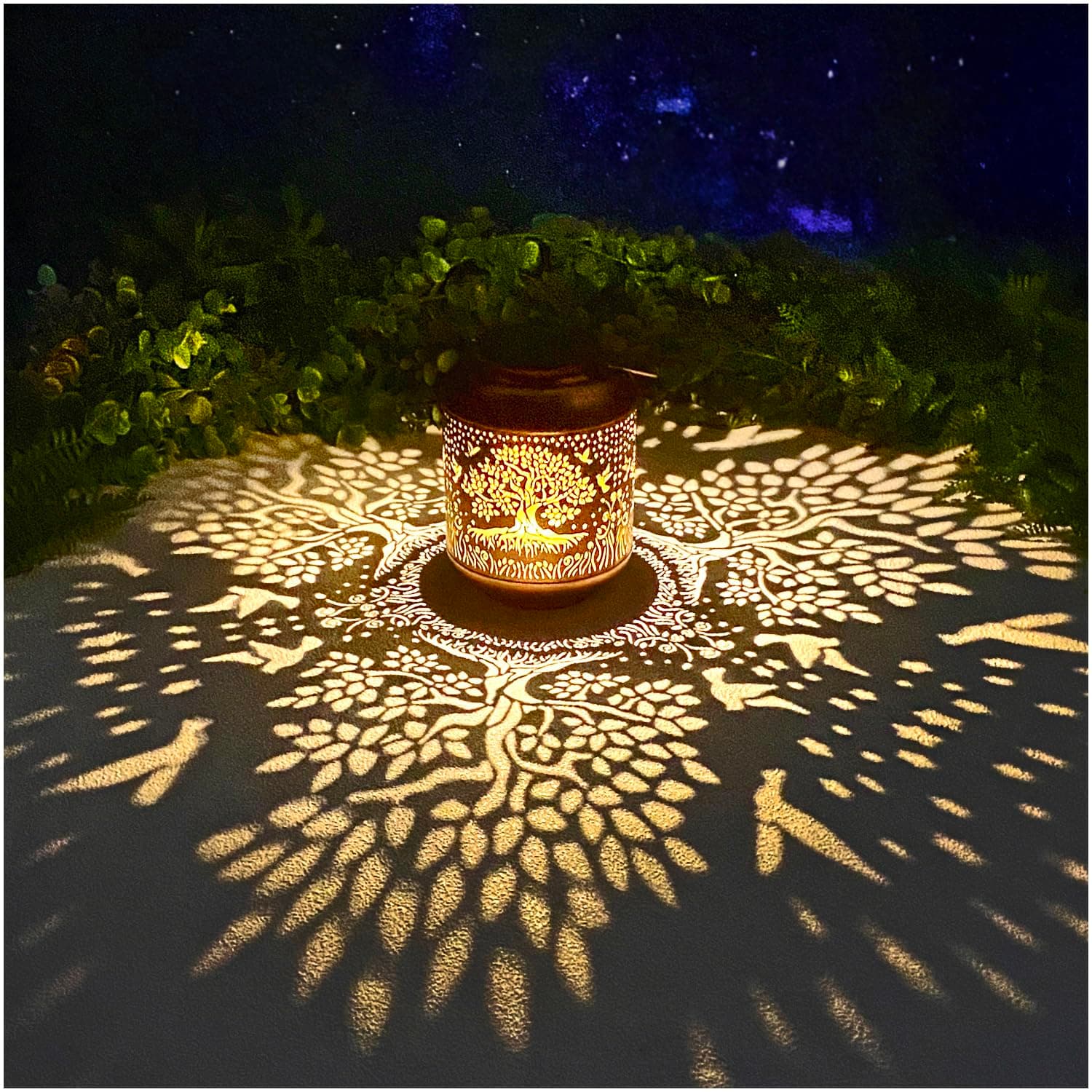 Tree of Life Solar Lanterns Outdoor Waterproof Hanging Solar Lights Large Tree Gifts for Women Men Metal Decorative LED Lanterns for Yard Patio Lawn