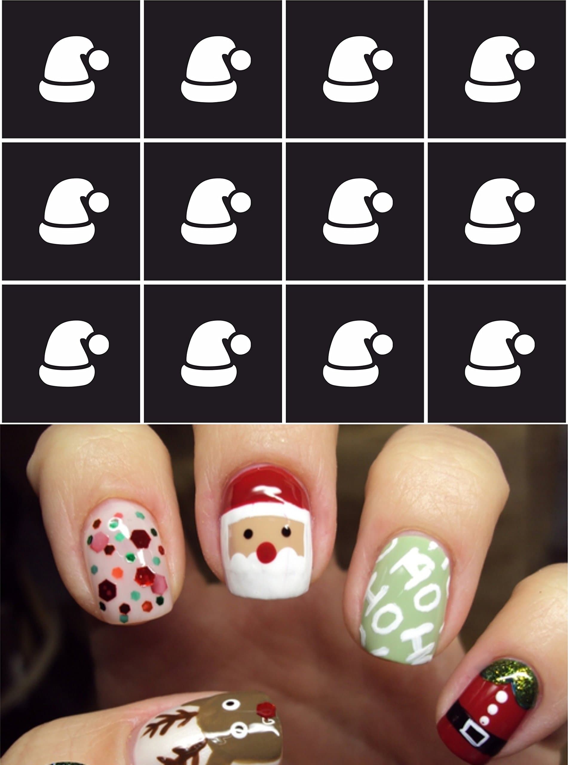 Christmas Santa Hat Nail Stencils Stickers Vinyl Nail Art/Nail Deco/ Airbrush