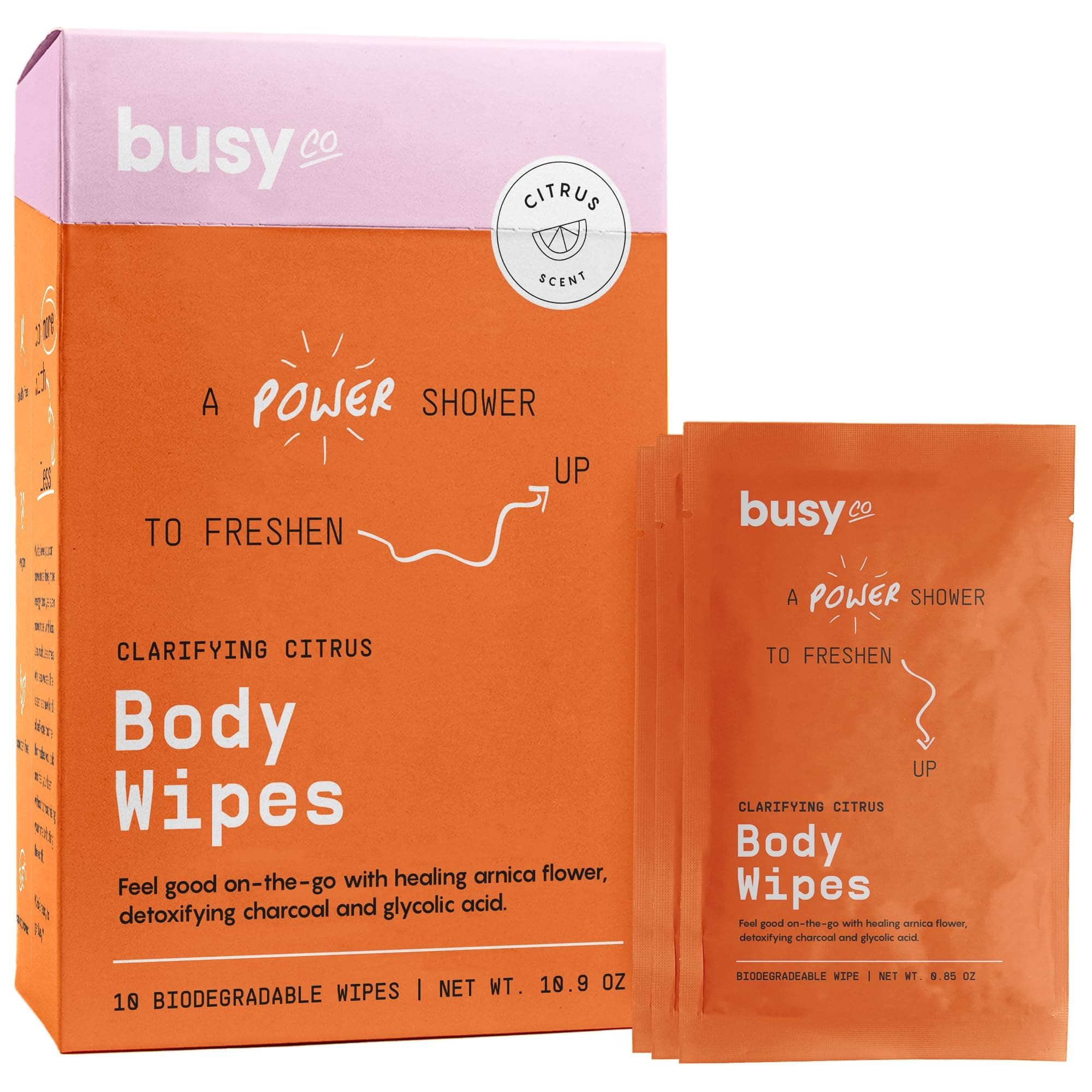 Busy Co | XL Body Wipes | Showerless Cleaning | Plant-Based, Aluminum-Free, Natural | All Skin Types | Vegan | Cruelty-Free | Paraben-Free | Unscented (Unscented REFRESH, 10 Wipes)