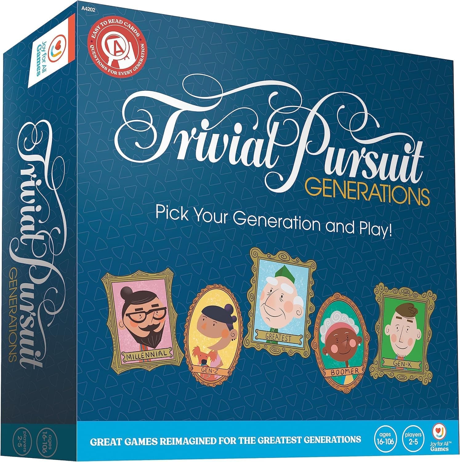 Trivial Pursuit Generations - Trivia for Seniors - Cognitive Thinking Game - Big Easy to Read Cards for Low Vision - Fill-in-the-Blank Trivia Cards - Memory Board Game Activity for Elderly
