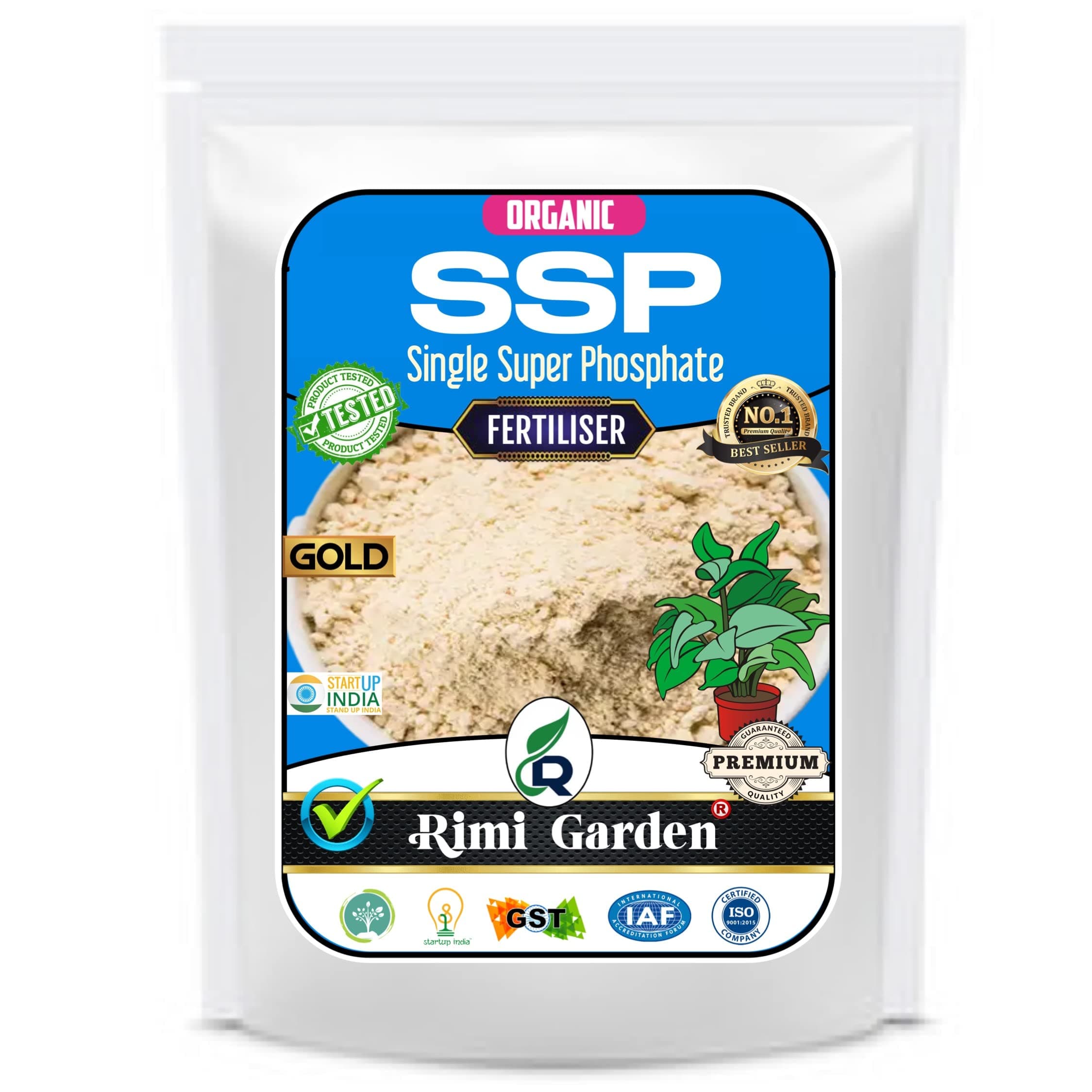 Rimi Garden Ssp Single Super Phosphate, Essential Organic Fertilizer For Plant Growth With ++ Charged Growth Microbes(900 Gm), Powder