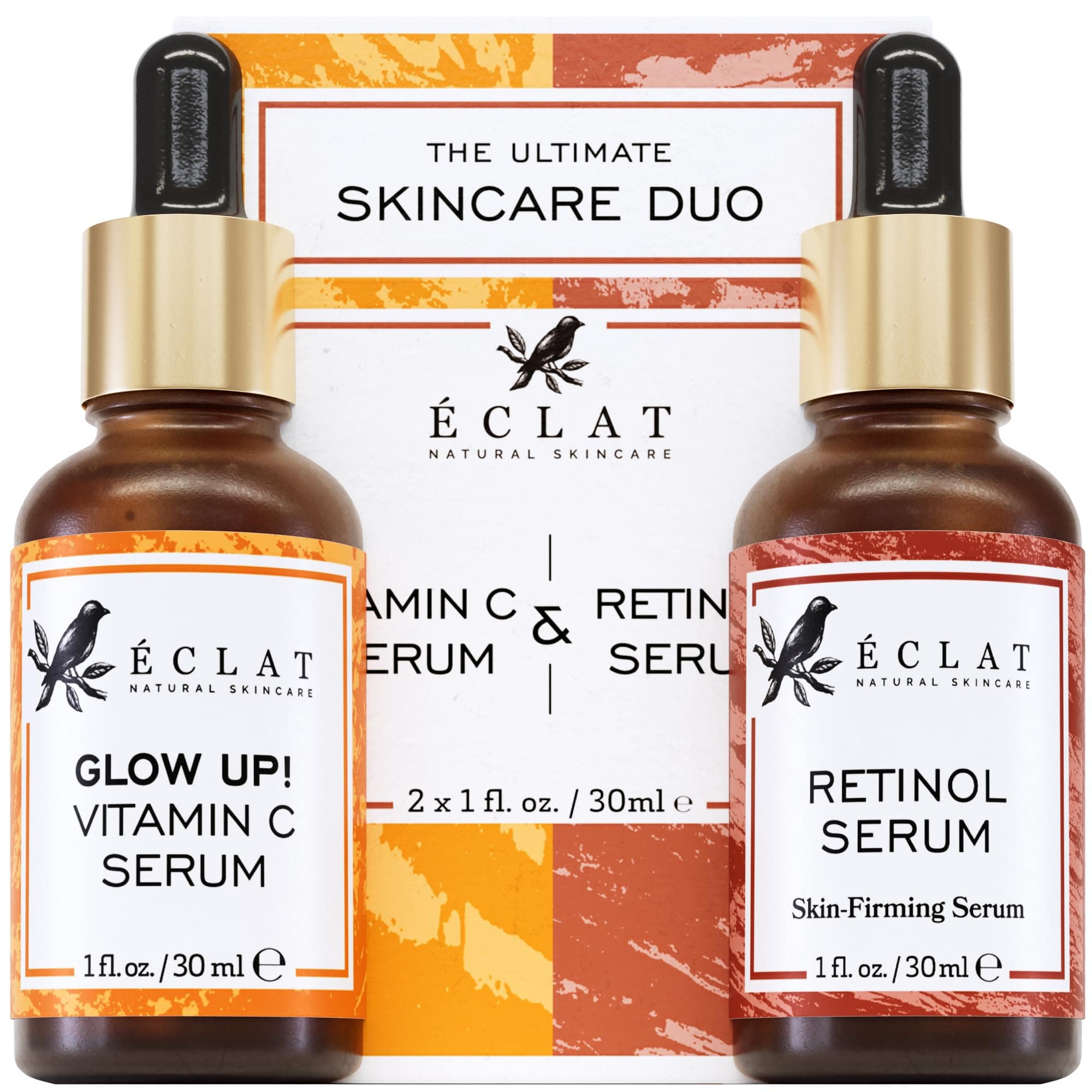 Face Serum Set – Vitamin C & Retinol Serum for Face - Anti Wrinkle, Dark Spots, Hydrating Facial Routine – 2 Pack Anti Aging Skin Care Set