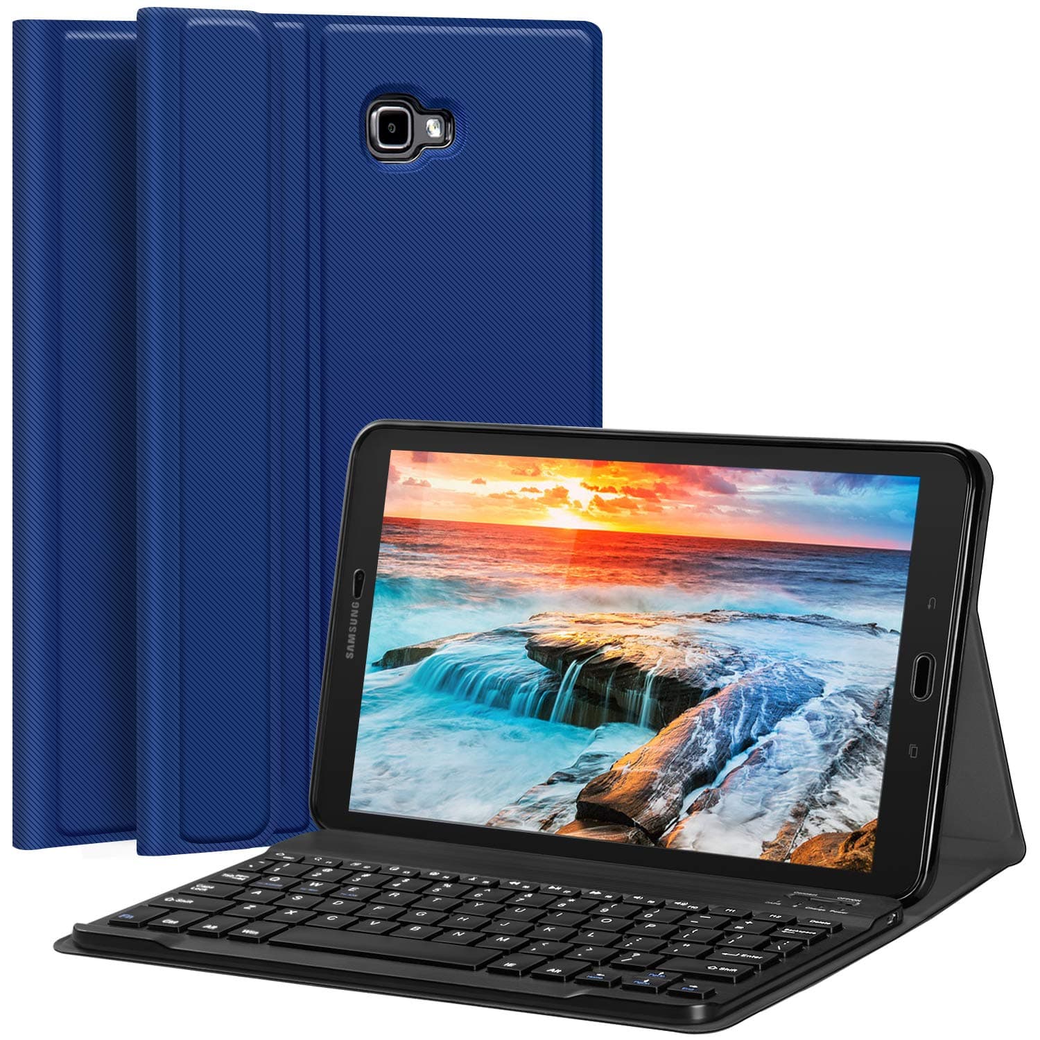 CHESONA Galaxy Tab A 10.1 Keyboard Case Compatible Samsung Galaxy Tab A 10.1 inch SM-T580/T585 Ultra Slim PU Leather Stand Flip Detachable Wireless Keyboard Cover (No S Pen) Andriod Tablet-Blue
