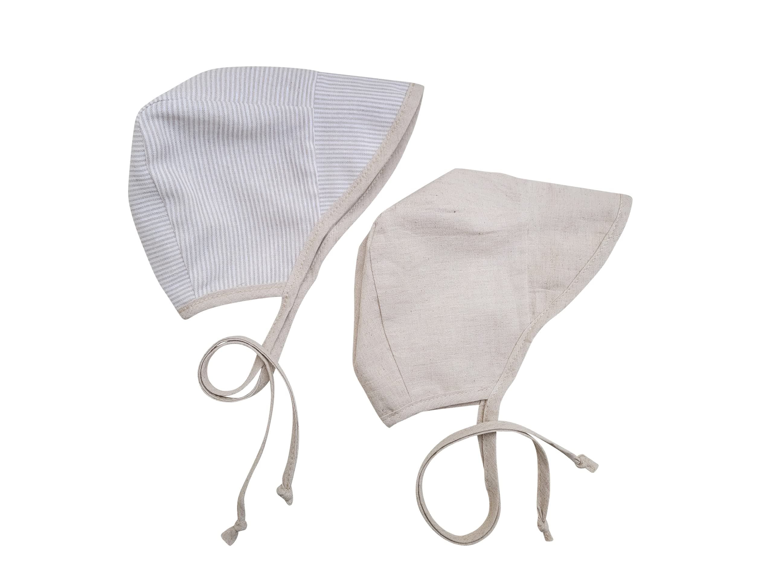 Mali Wear Baby Boy Bonnet Reversible Visor Summer Beach Hat Cap Spring Fall Outdoor Beige Tan Neutral Linen