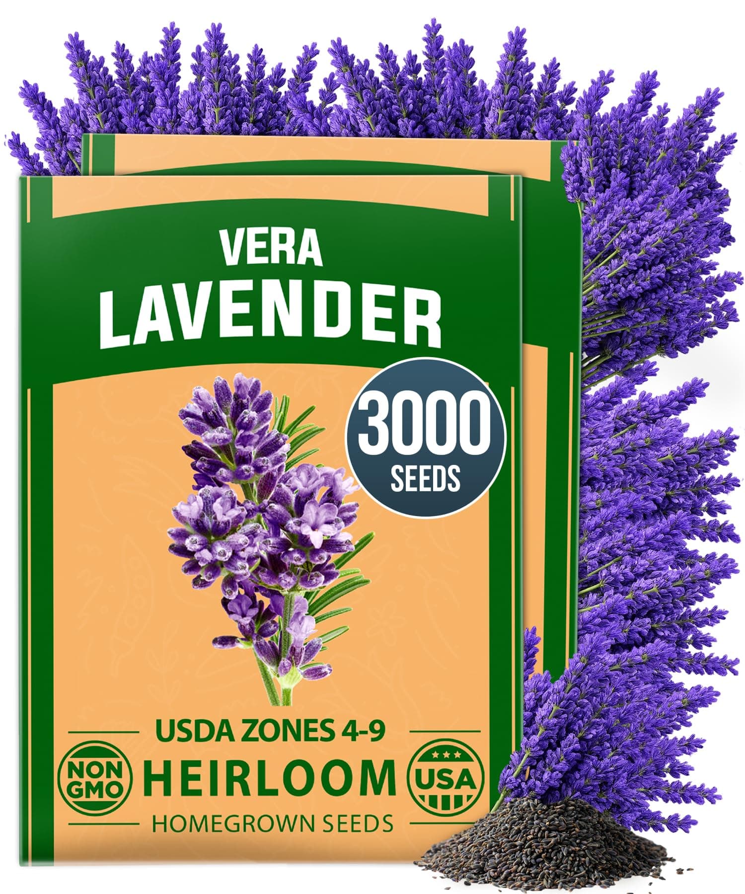 HOME GROWN Non GMO English Lavender Seeds 3,000+ Wildflower Seed for Planting Indoor/Outdoor, High Germination, Plant Flower Seeds (Lavandula antustifolia)