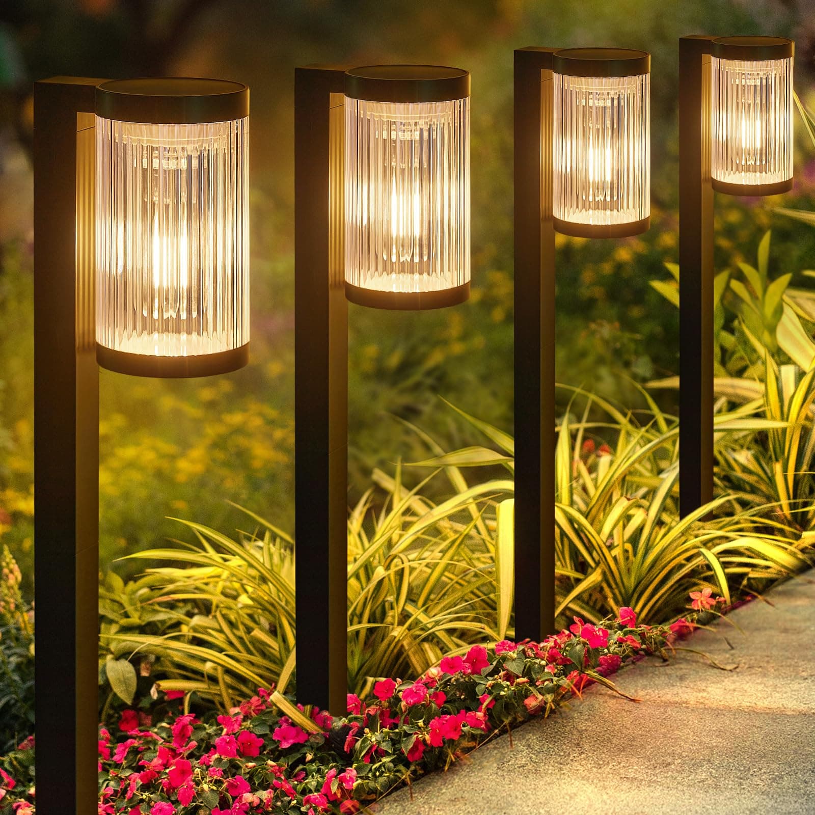 Solar Pathway Lights Outdoor, 6 Pack Upgraded Outdoor Solar Lights for Outside Super Bright Up to 12Hrs, IP65 Waterproof Solar Garden Lights for Yard Path Walkway Decor Landscape Lighting