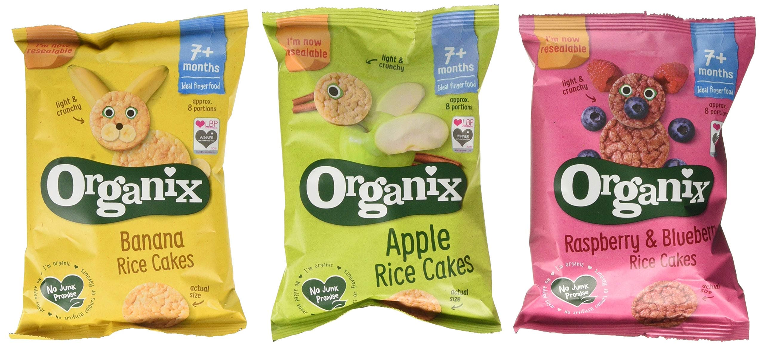 Organix Rice Cakes Baby Finger Food Snack Box: Apple Berry Banana 50g (Pack of 15)